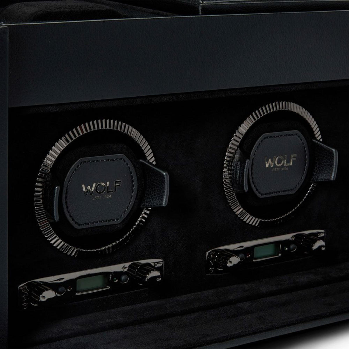 WOLF British Racing Black Triple Watch Winder with Storage 792302