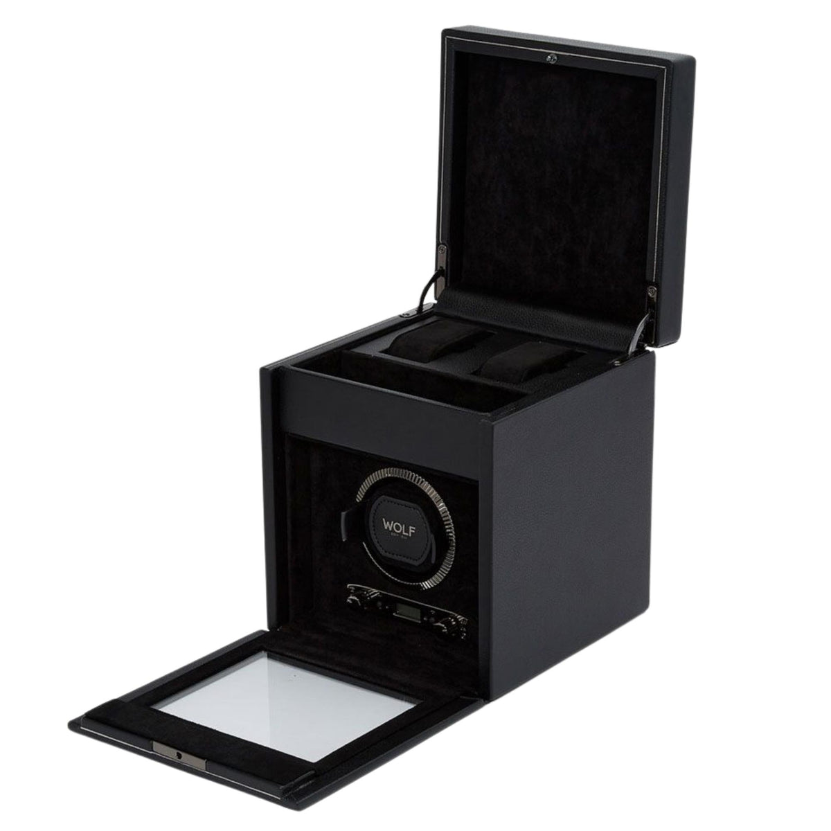 WOLF British Racing Black Single Watch Winder with Storage 792102