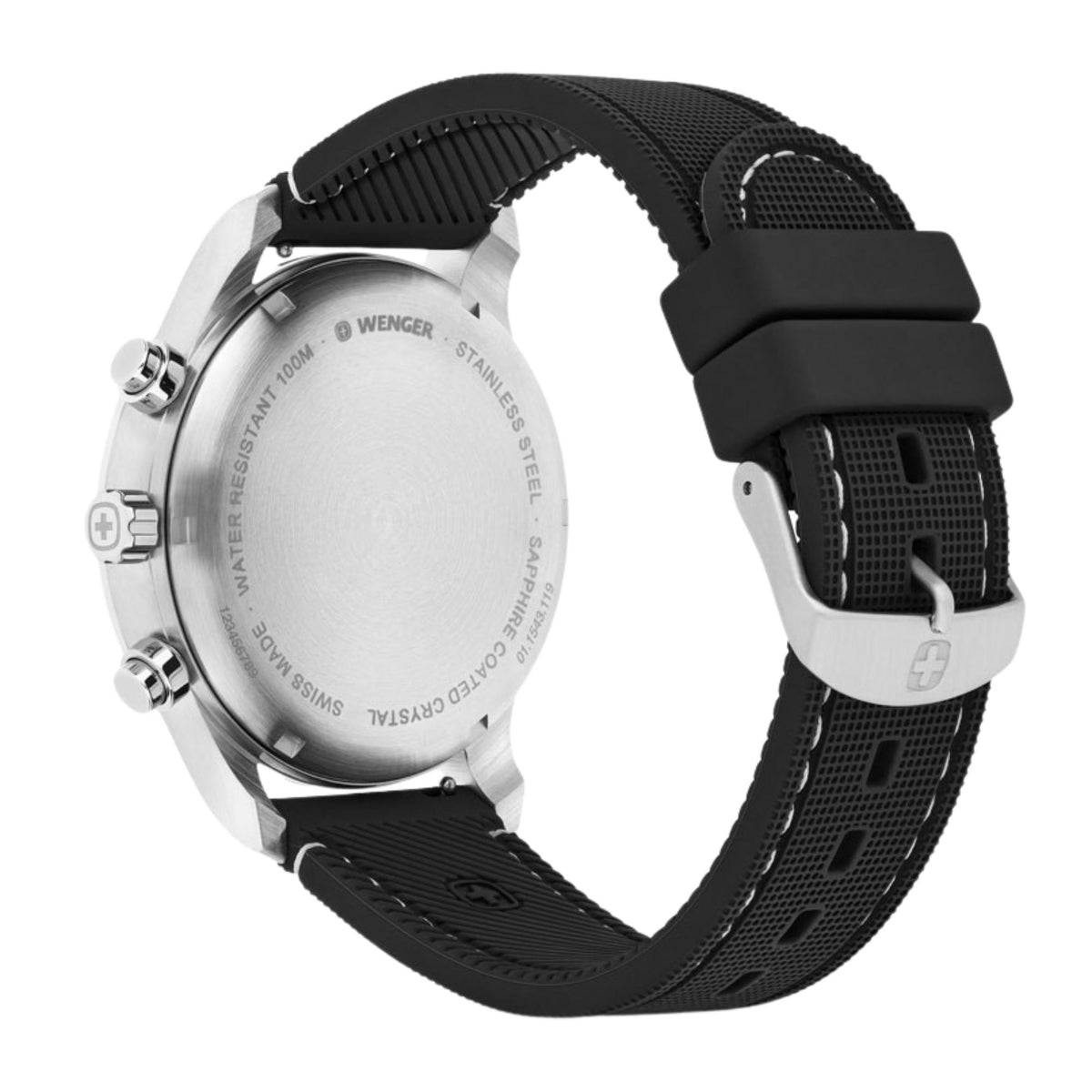 Wenger Attitude 44mm Chronograph Black Dial Silicone Mens Quartz Watch 01.1543.119
