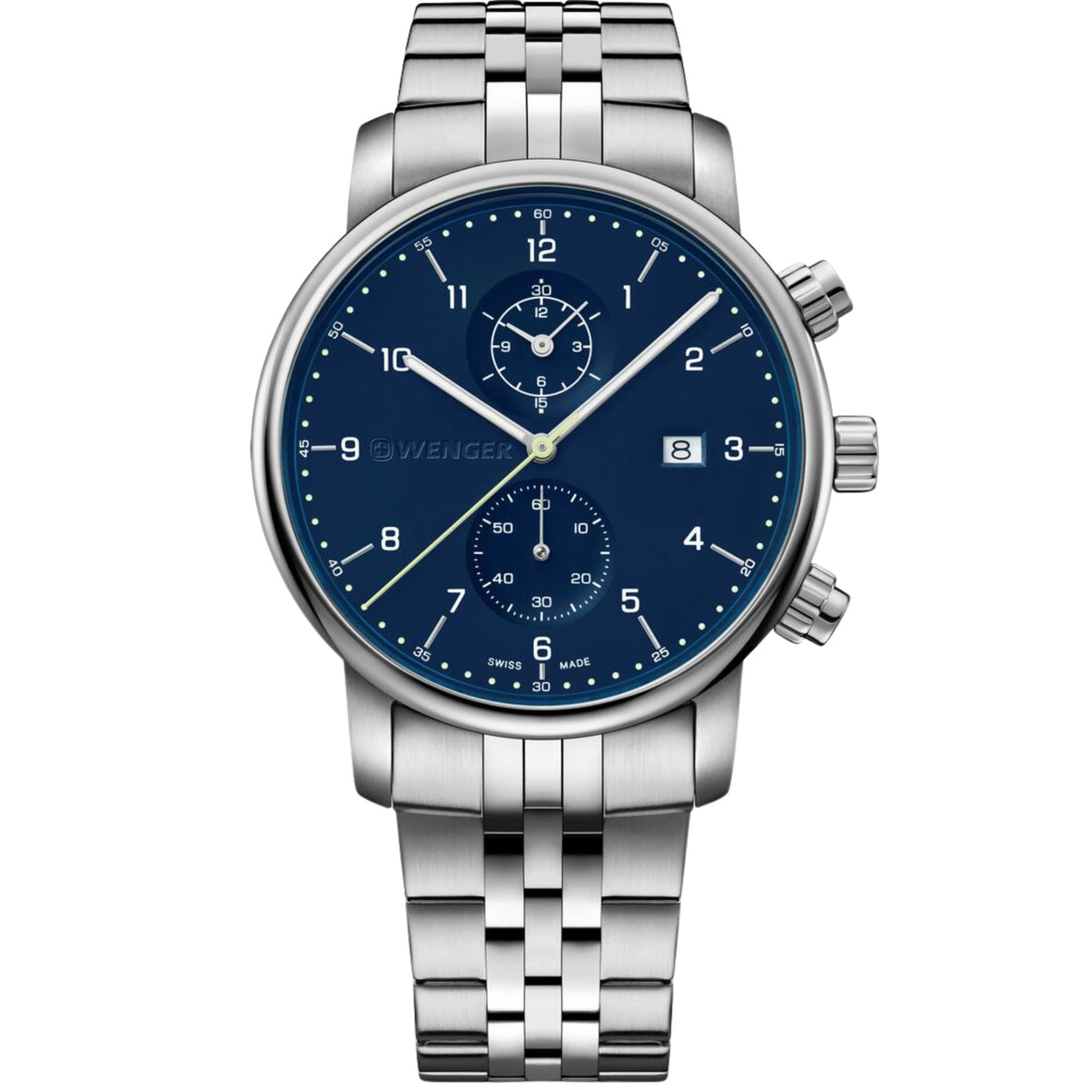 Wenger Urban Classic 42mm Chronograph Blue Dial Steel Mens Quartz Watch 01.1743.124