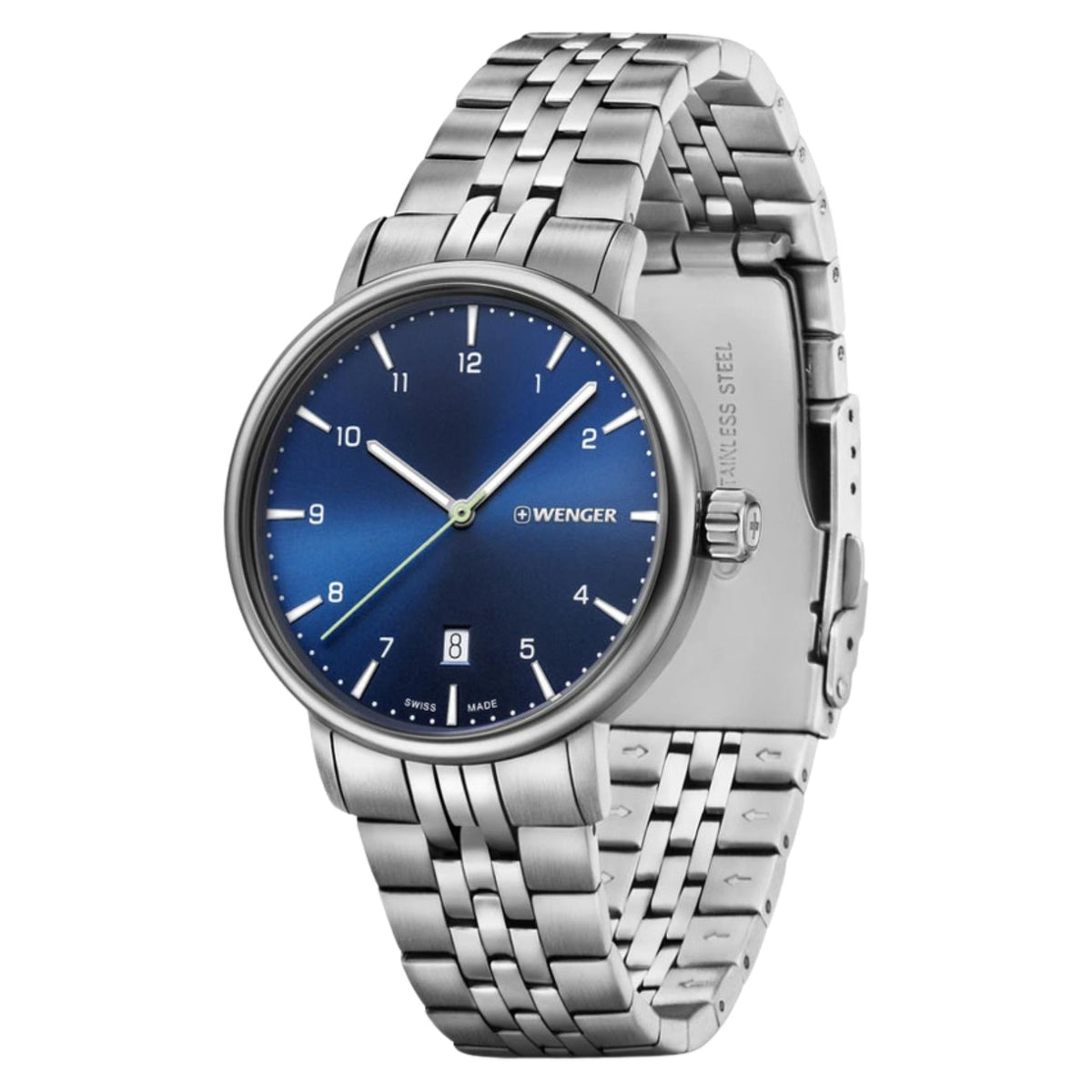 Wenger Urban Classic 40mm Blue Dial Steel Mens Quartz Watch 01.1731.121