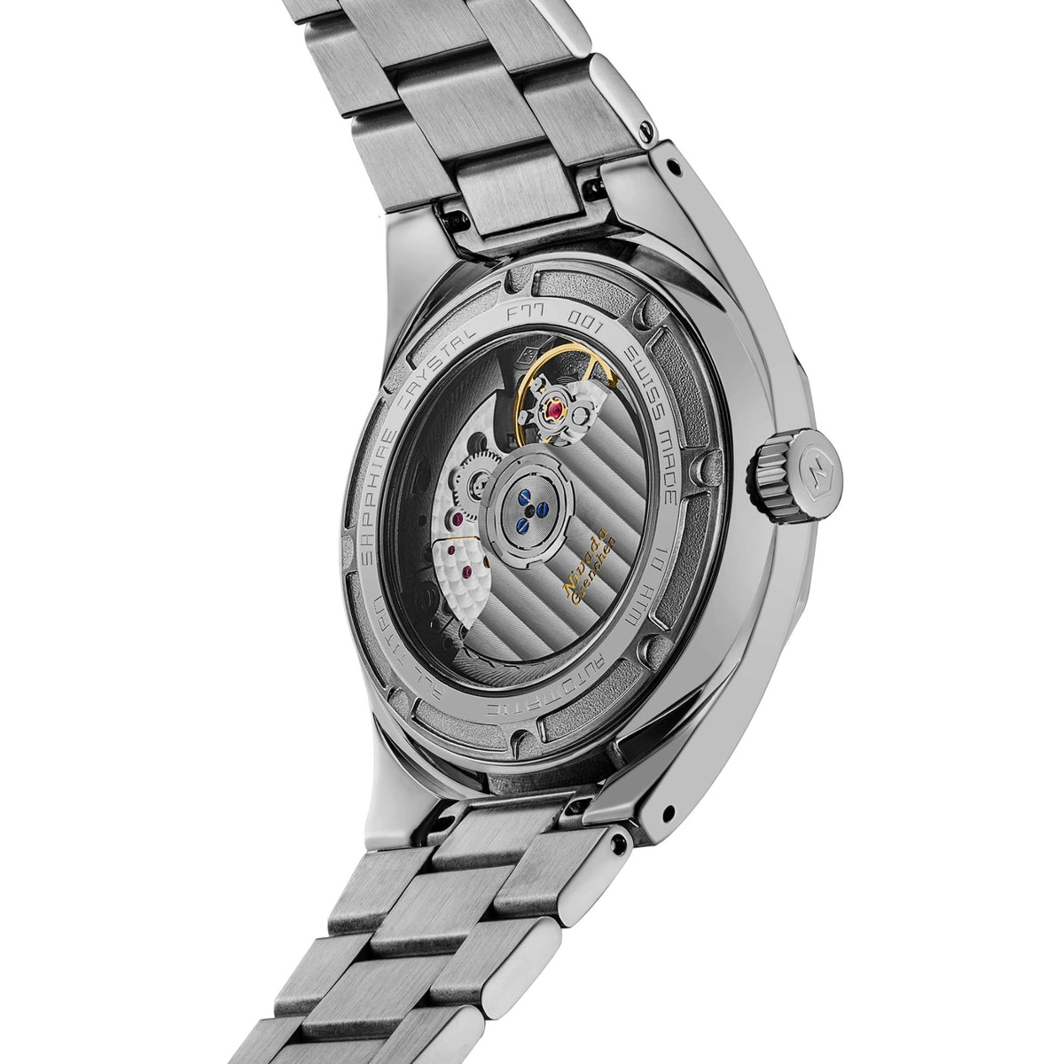 Nivada Grenchen F77 MK2 38mm Open Heart Aventurine Dial Titanium Mens Automatic Watch 68051A77