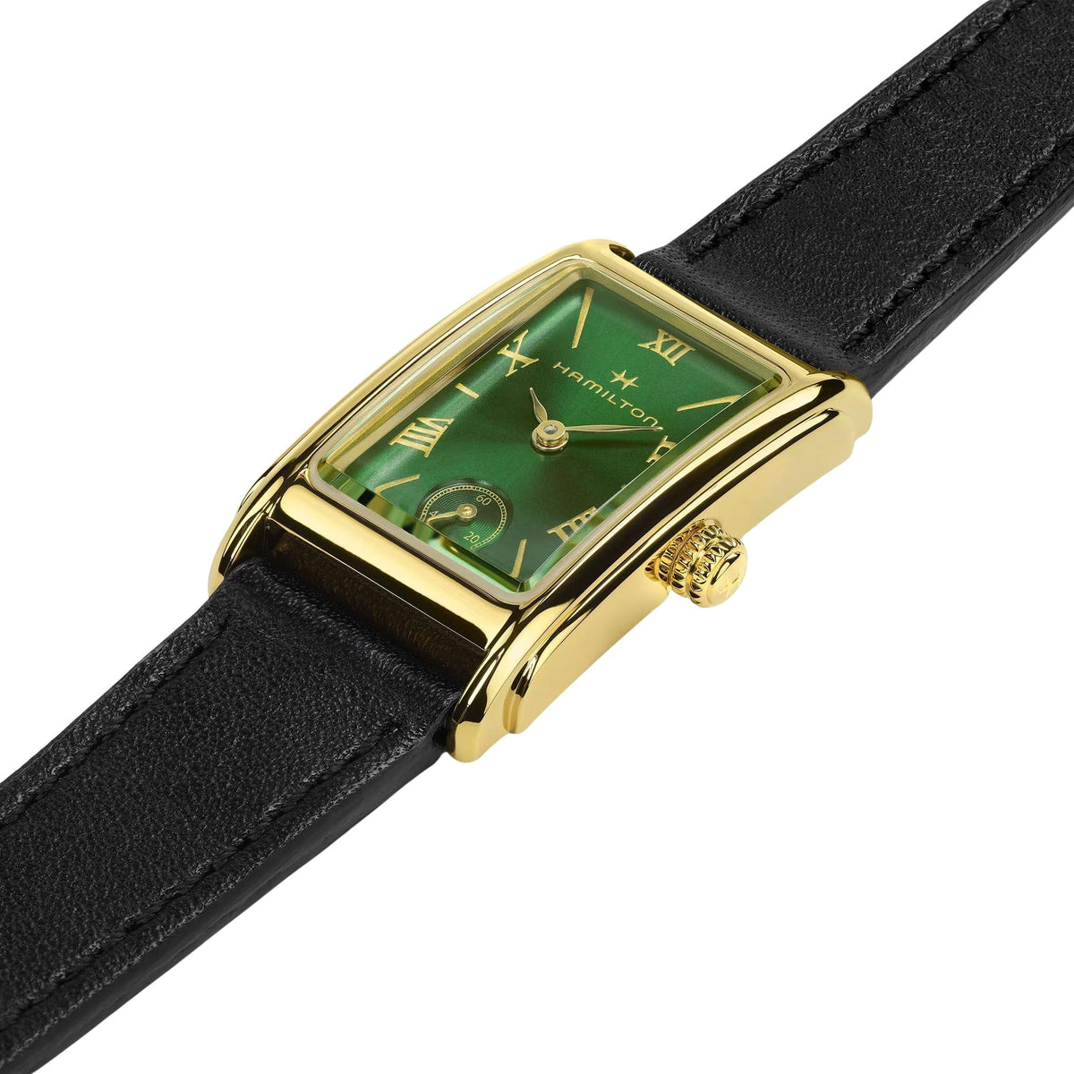 Hamilton American Classic Ardmore 19mm Green Dial Yellow Gold-Tone Steel Leather Ladies Quartz Watch H11261760