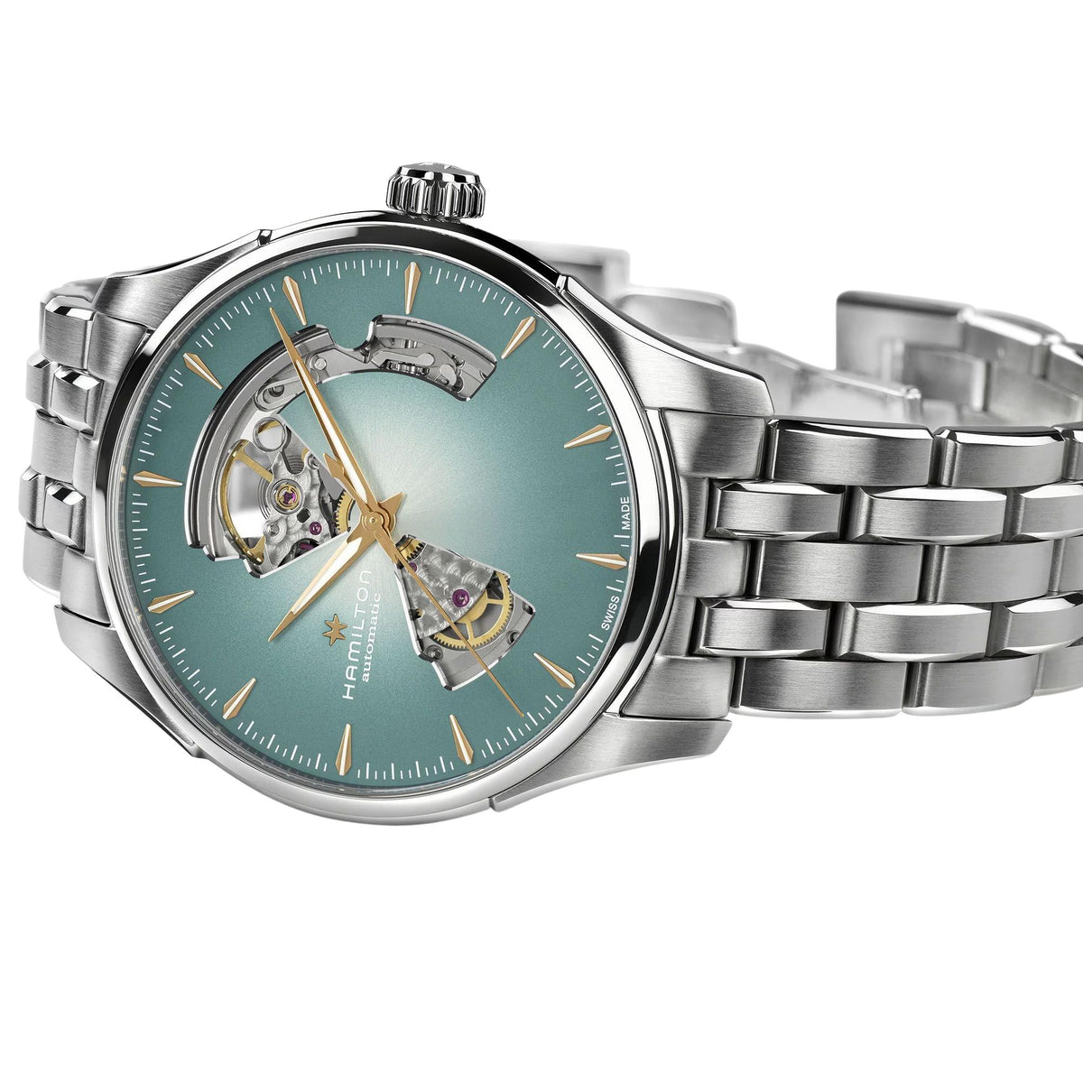 Hamilton Jazzmaster 40mm Open Heart Blue Dial Steel Mens Automatic Watch H32675141