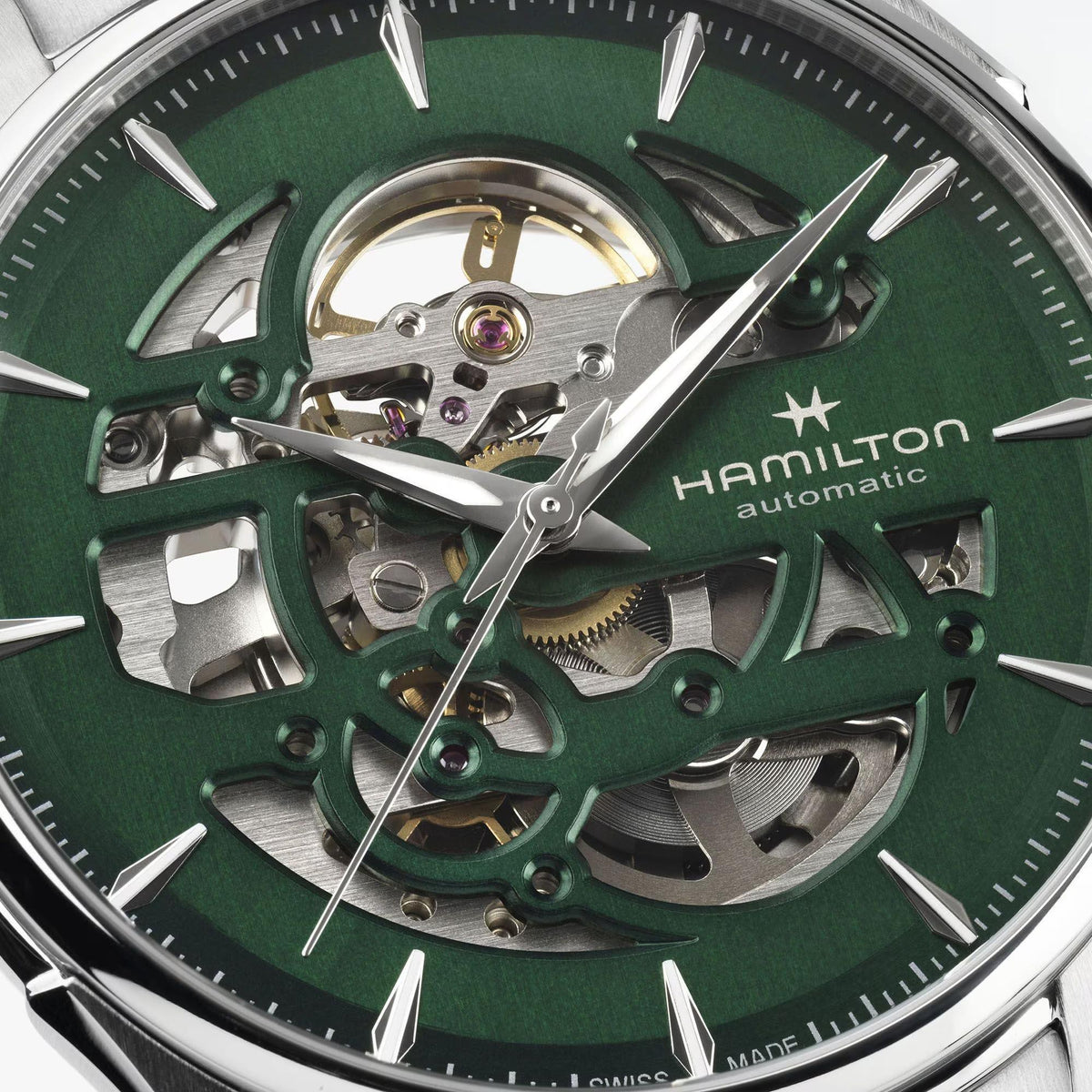 Hamilton Jazzmaster 40mm Skeleton Green Dial Steel Mens Automatic Watch H42535160