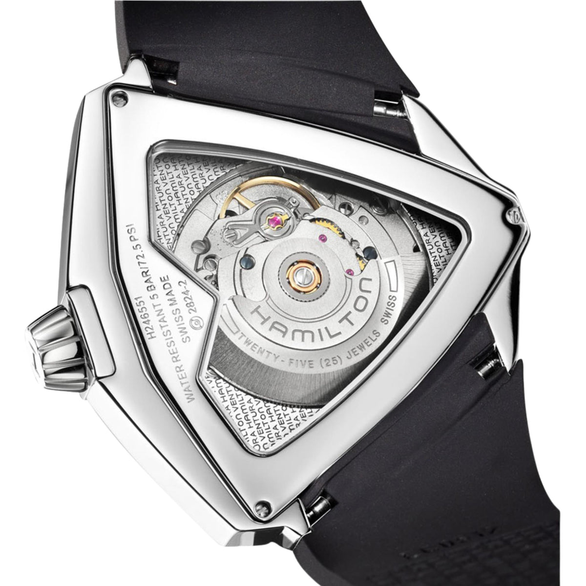 Hamilton Ventura XXL 46mm Black Dial Rubber Mens Automatic Watch H24655331
