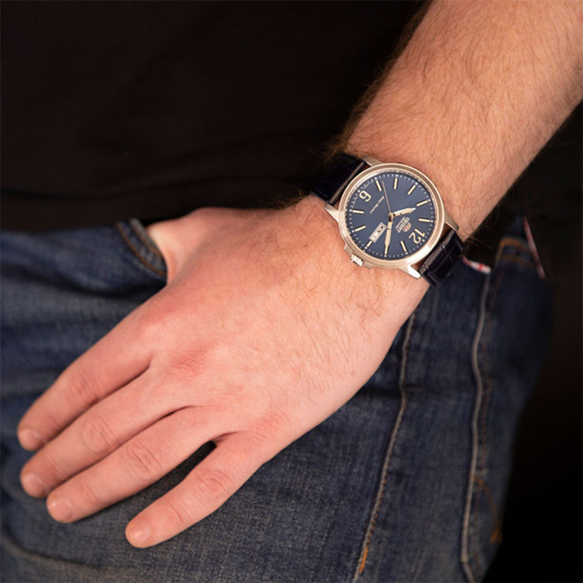 Orient Contemporary Automatic Blue Dial Leather Strap Men’s Watch RA-AA0C05L39B