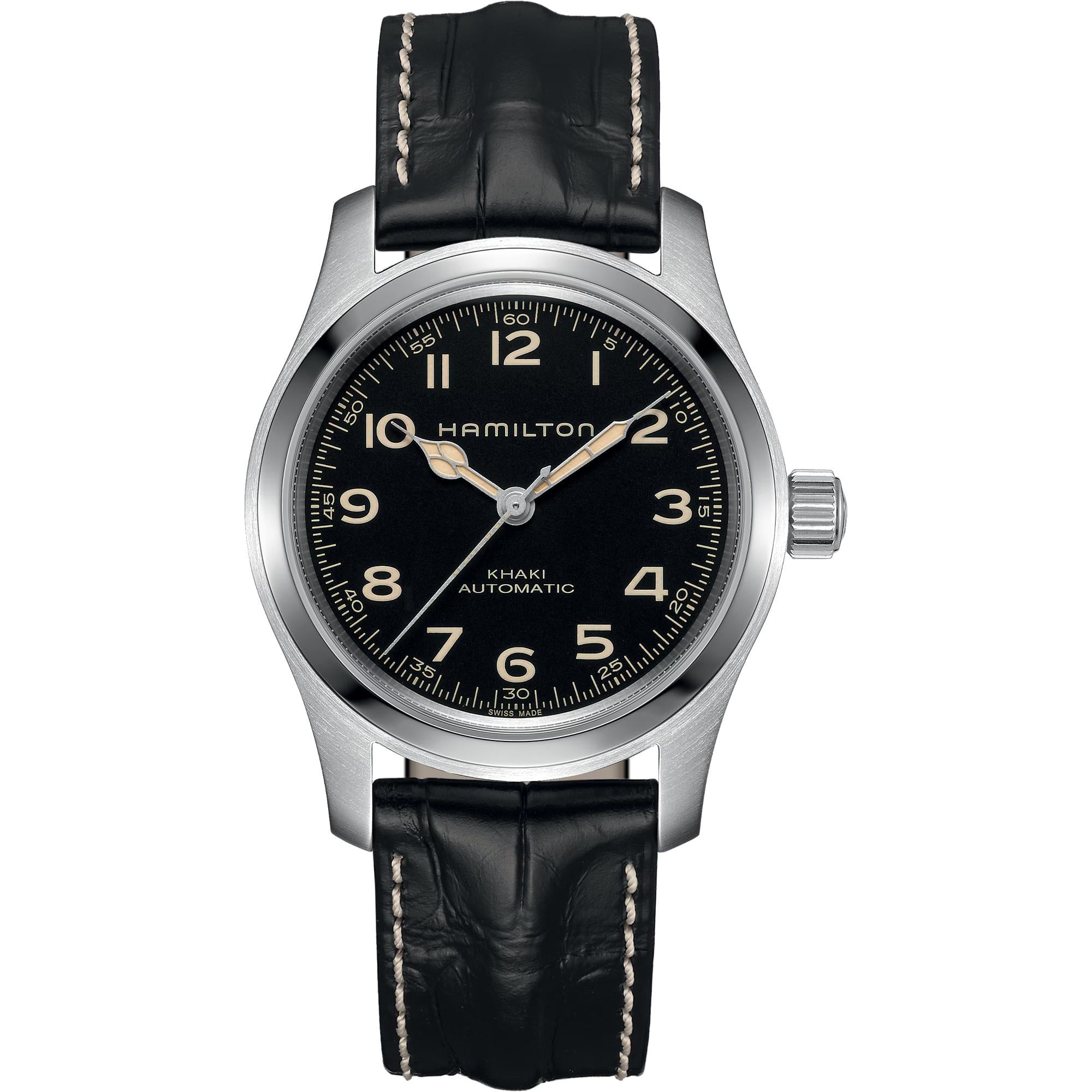 Hamilton Khaki Field Murph Automatic Black Dial Black Leather Strap Men's Watch H70605731