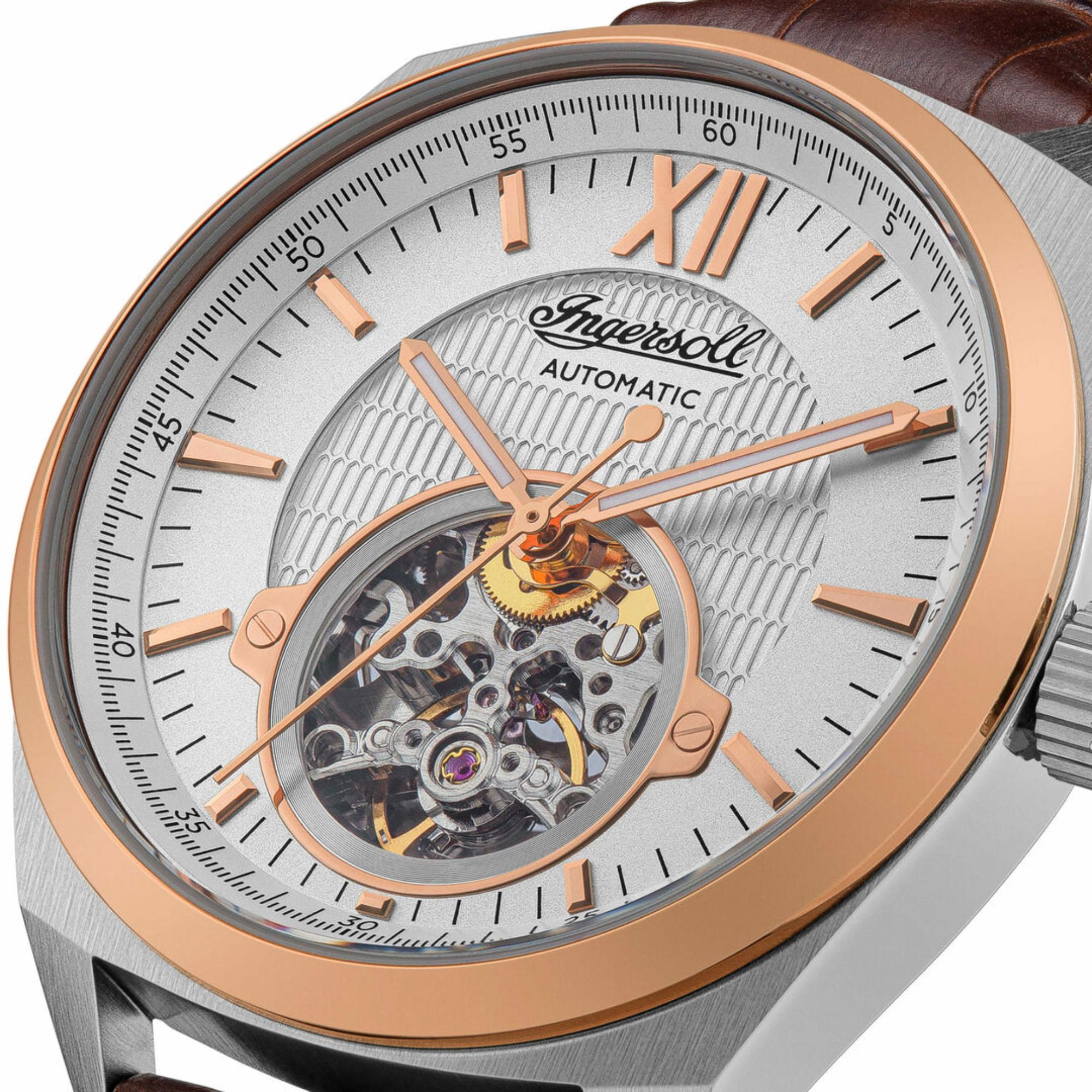 Ingersoll The Shelby Men's Automatic Watch with White Open Heart Dial and Brown Leather Strap I10901B