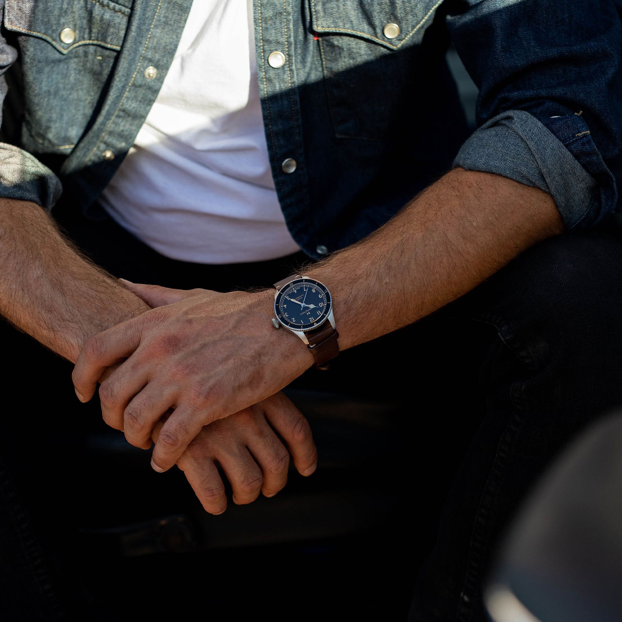 Hamilton Khaki Aviation Pilot Pioneer Automatic Black Dial Brown Leather Strap Men's Watch H76205530