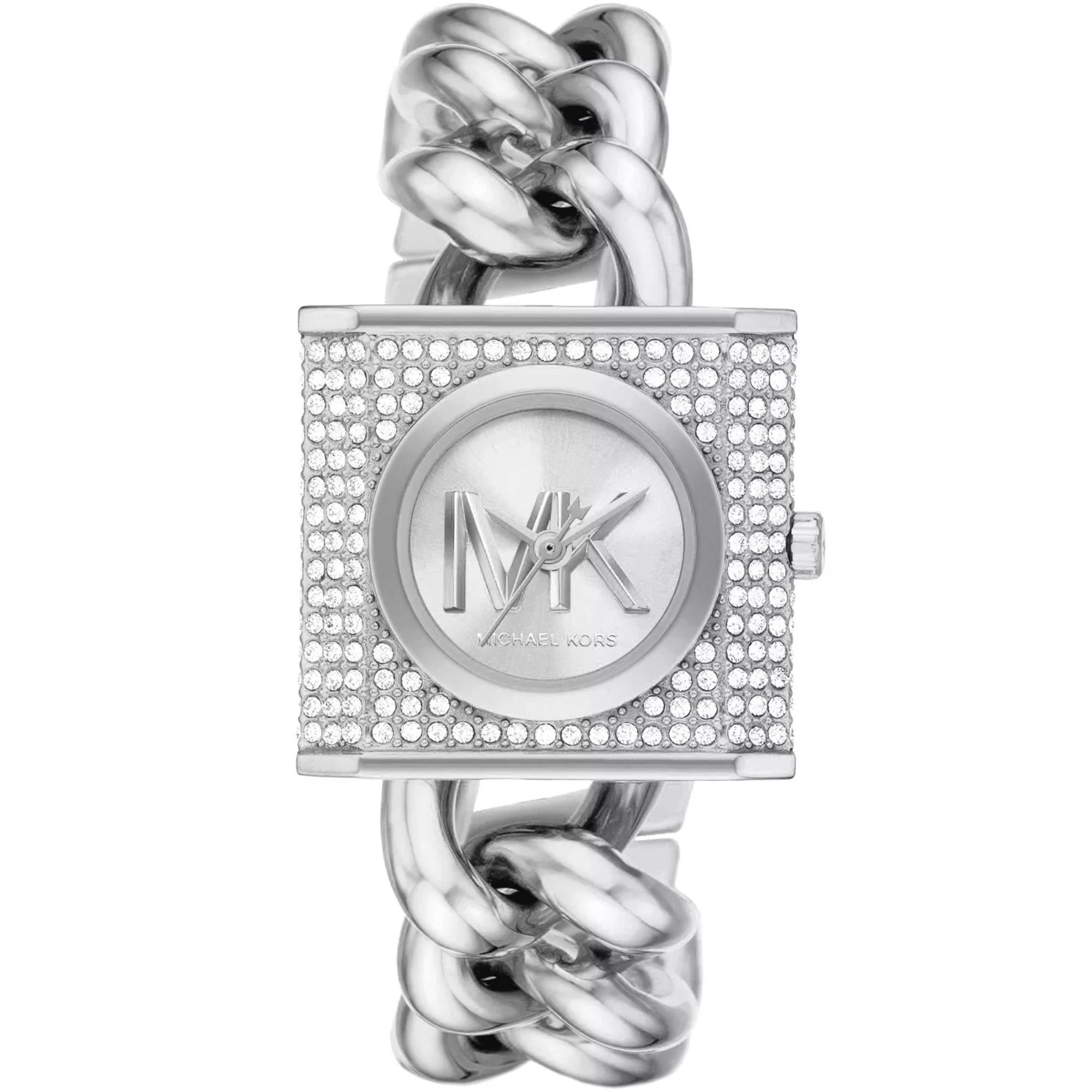 Michael Kors MK Chain Lock Stainless Steel White Dial Women’s Watch MK4718