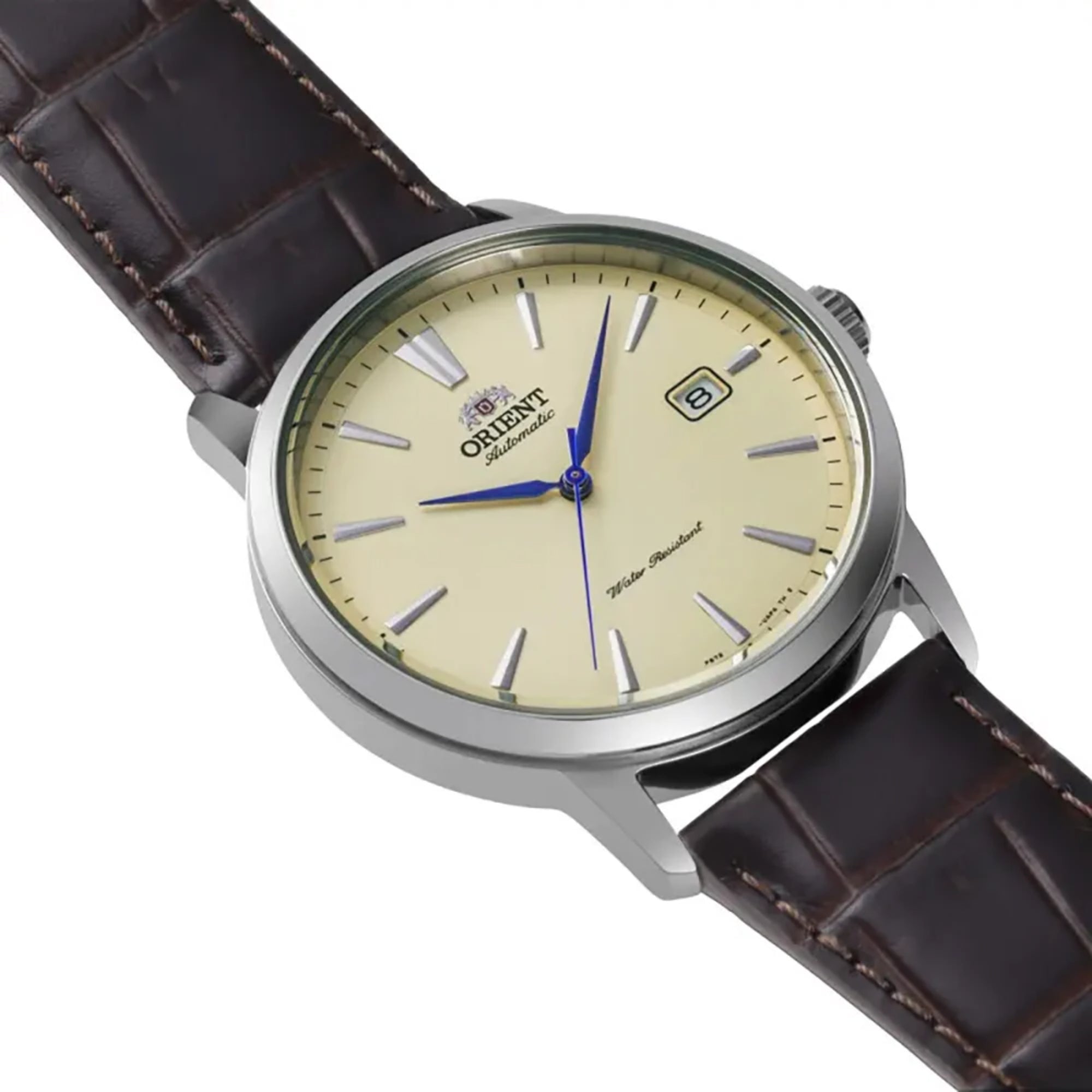 Orient Bambino Classic European Exclusive Automatic Ivory Dial Leather Strap Men's Dress Watch RA-AC0F16S30B