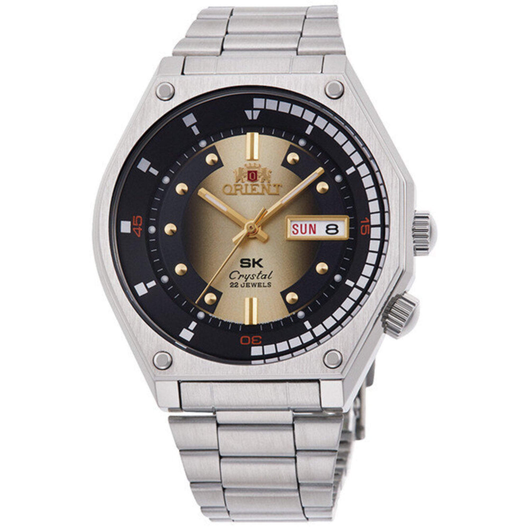 Orient Revival Super King Diver Automatic Golden Dial Steel Strap Men's Watch RA-AA0B01G39B