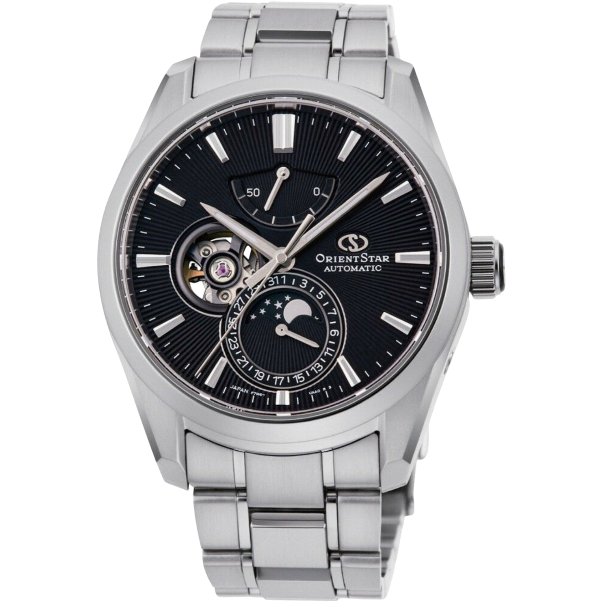 Orient Star Contemporary Black Dial Stainless Steel Strap Men's Watch RE-AY0001B00B