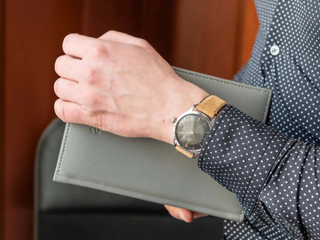 Orient Bambino Version 4 Classic Vintage Style Grey Dial Leather Strap Men’s Dress Watch TAC08003A0