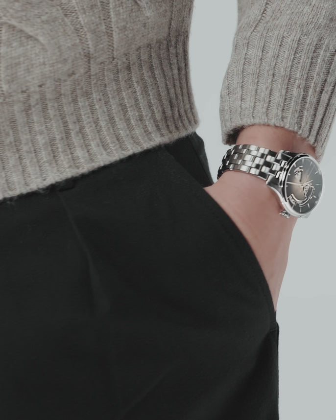 Hamilton Jazzmaster 40mm Open Heart H32675101 steel bracelet automatic watch worn on wrist