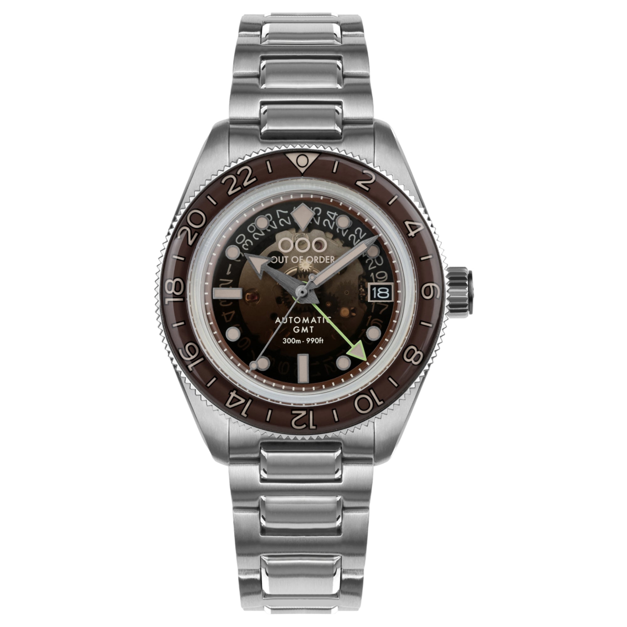 Out of Order Limited Edition Shaker Cuba Libre Automatic GMT Steel Strap Men's Watch OOO.001-25.CL.BAND.SS