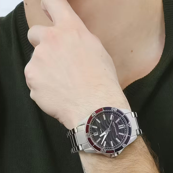 Armani Exchange Quartz Black Dial Steel Strap Men’s Watch AX1955