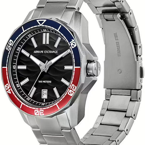 Armani Exchange Quartz Black Dial Steel Strap Men’s Watch AX1955