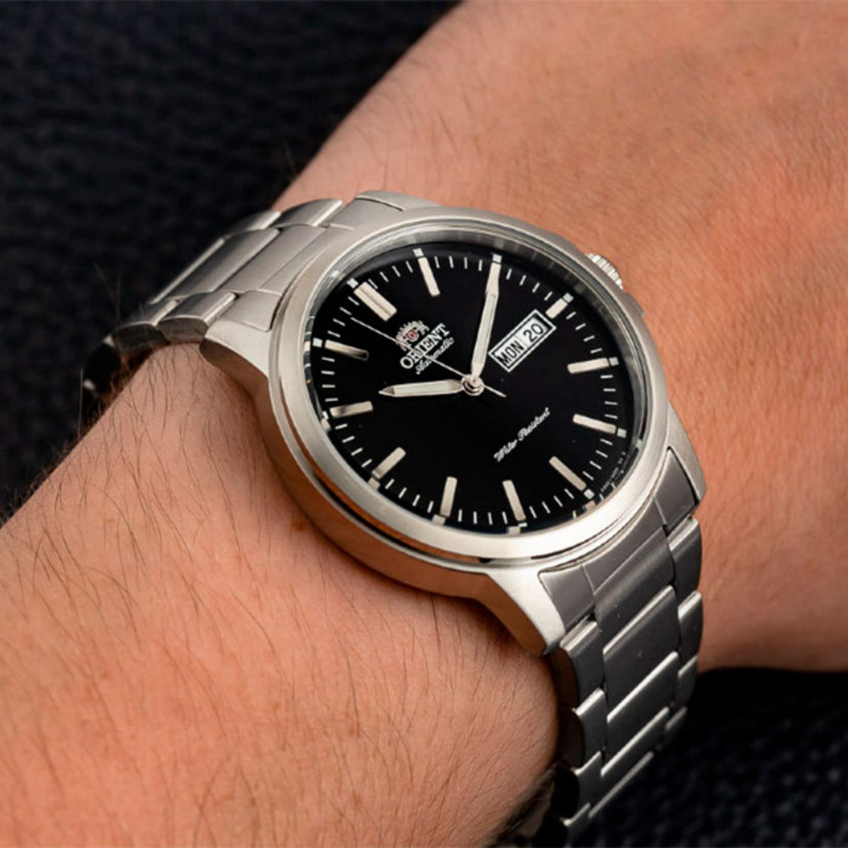 Orient Sport Contemporary Automatic Black Dial Steel Strap Men’s Watch RA-AA0C01B39B