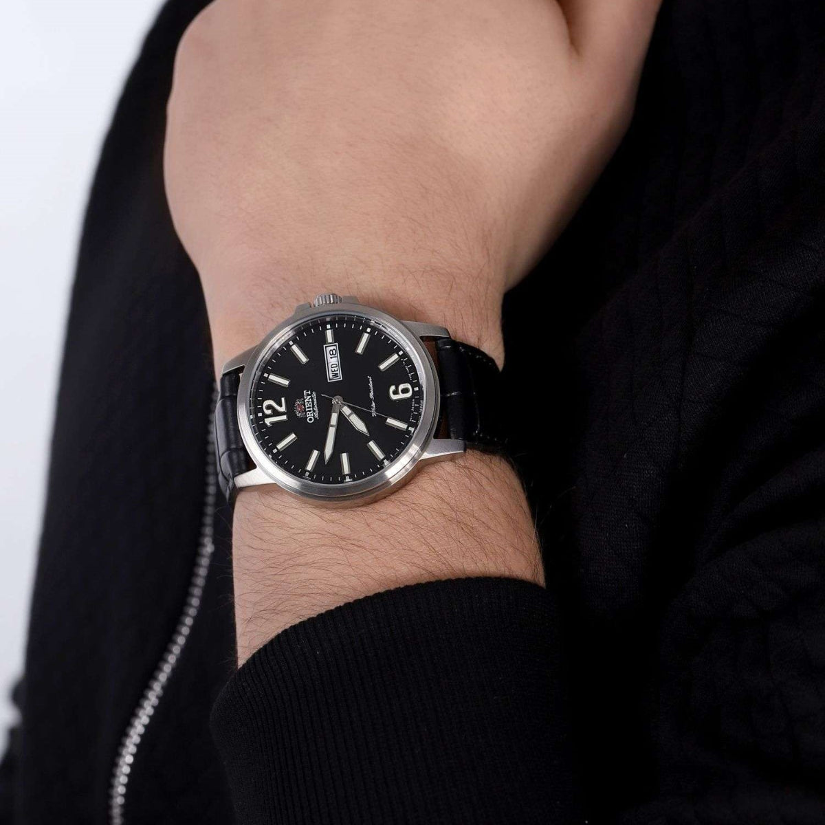 Orient Contemporary Automatic Black Dial Leather Strap Men’s Watch RA-AA0C04B39B