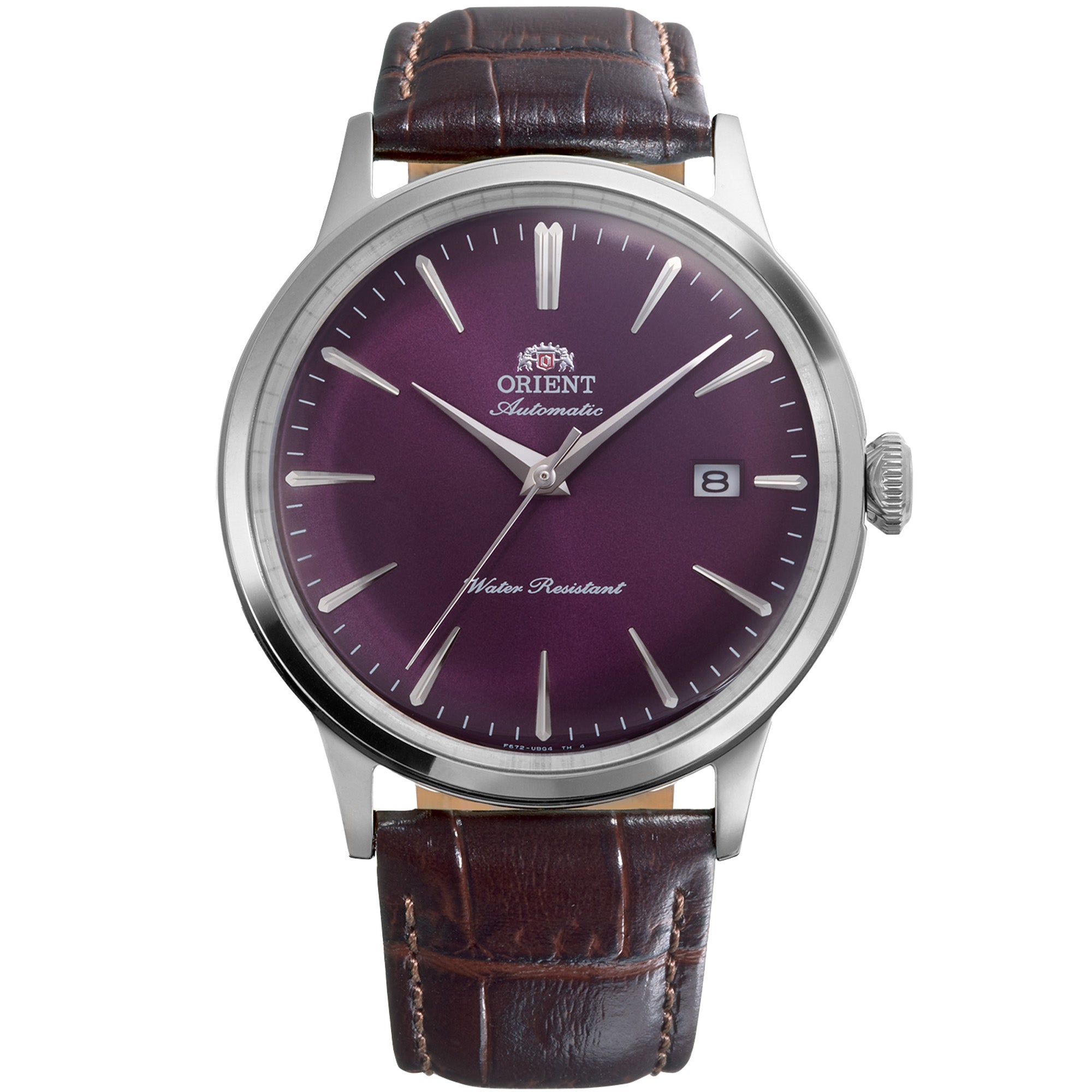 Orient Bambino Classic Vintage Style Purple Dial Leather Strap Men's Dress Watch RA-AC0032V30B