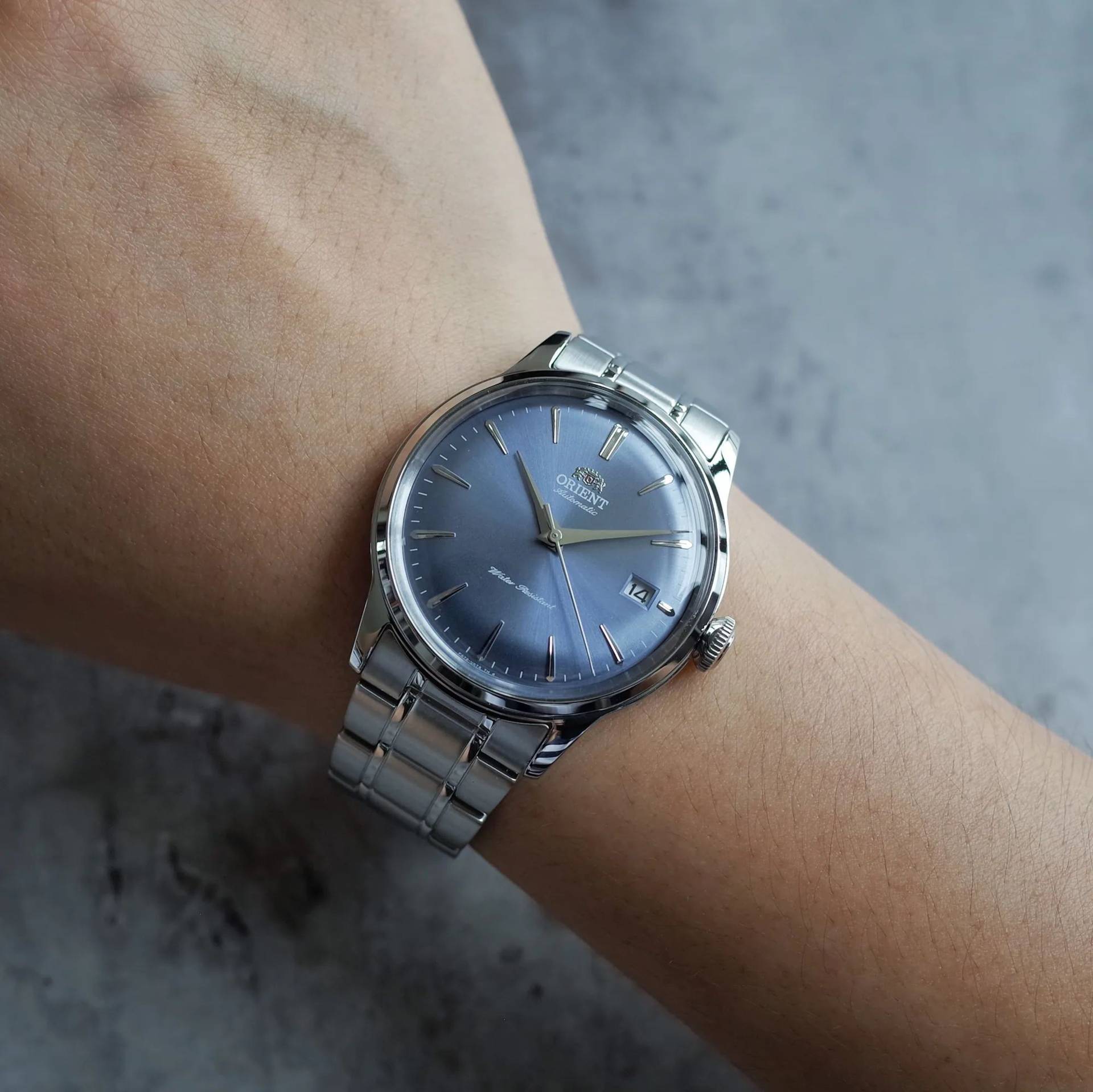 Orient Bambino Classic Vintage Style Blue Dial Steel Strap Unisex Dress Watch RA-AC0M10L30B