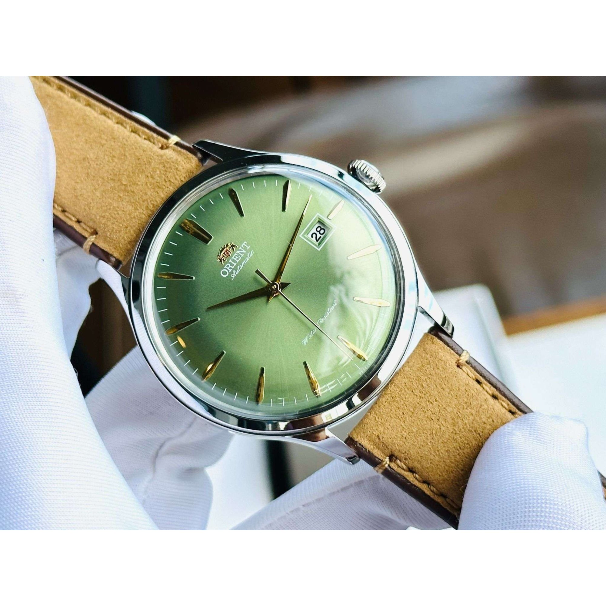 Orient Bambino Classic Vintage Style Automatic Green Dial Men's Dress Watch RA-AC0P01E30B