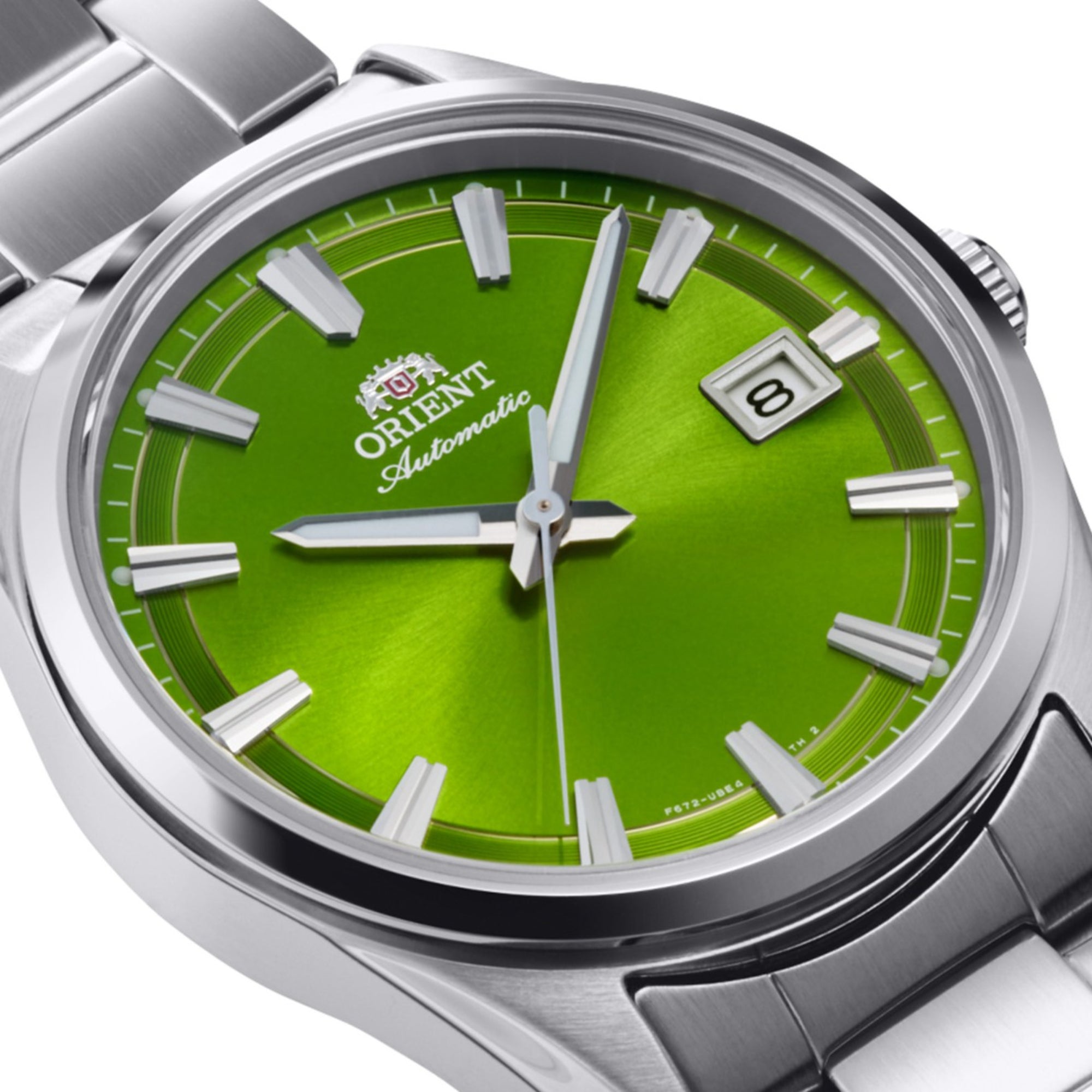 Orient Stretto RA-AC0R05E30B green sunburst dial with date display