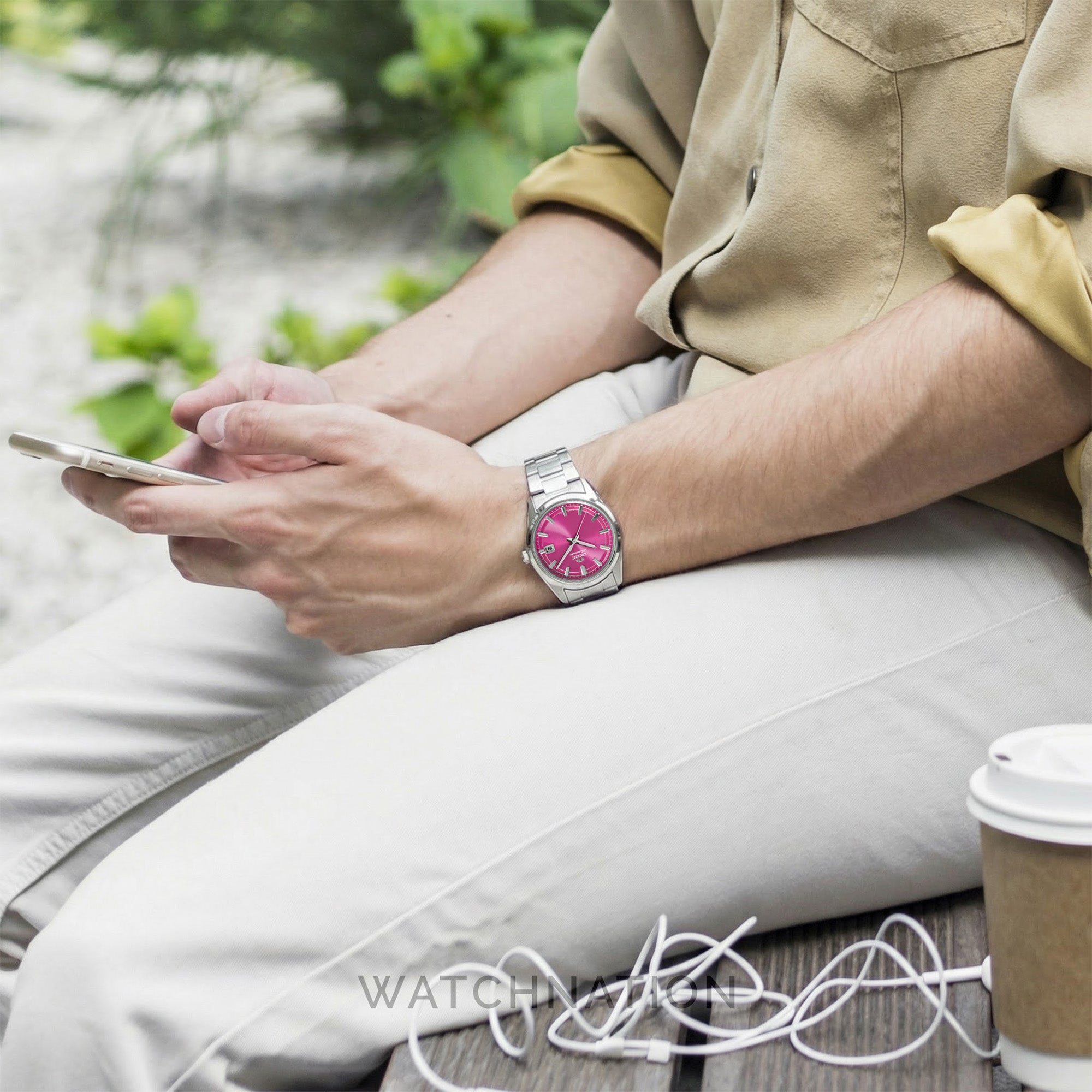 Orient Stretto Date 38.5mm Limited Release Seasonal Pink Dial Steel Automatic Watch RA-AC0R07P30B