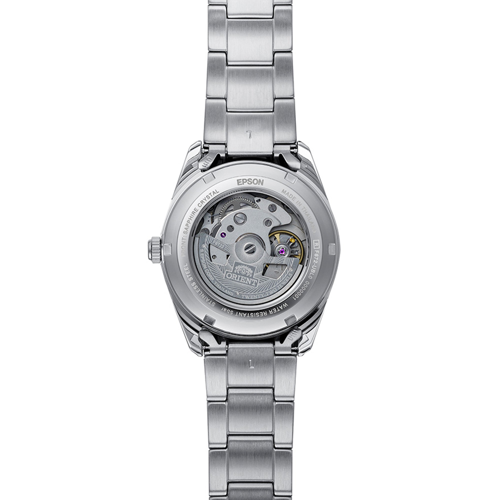 Orient Stretto RA-AC0R08Y30B steel bracelet back profile
