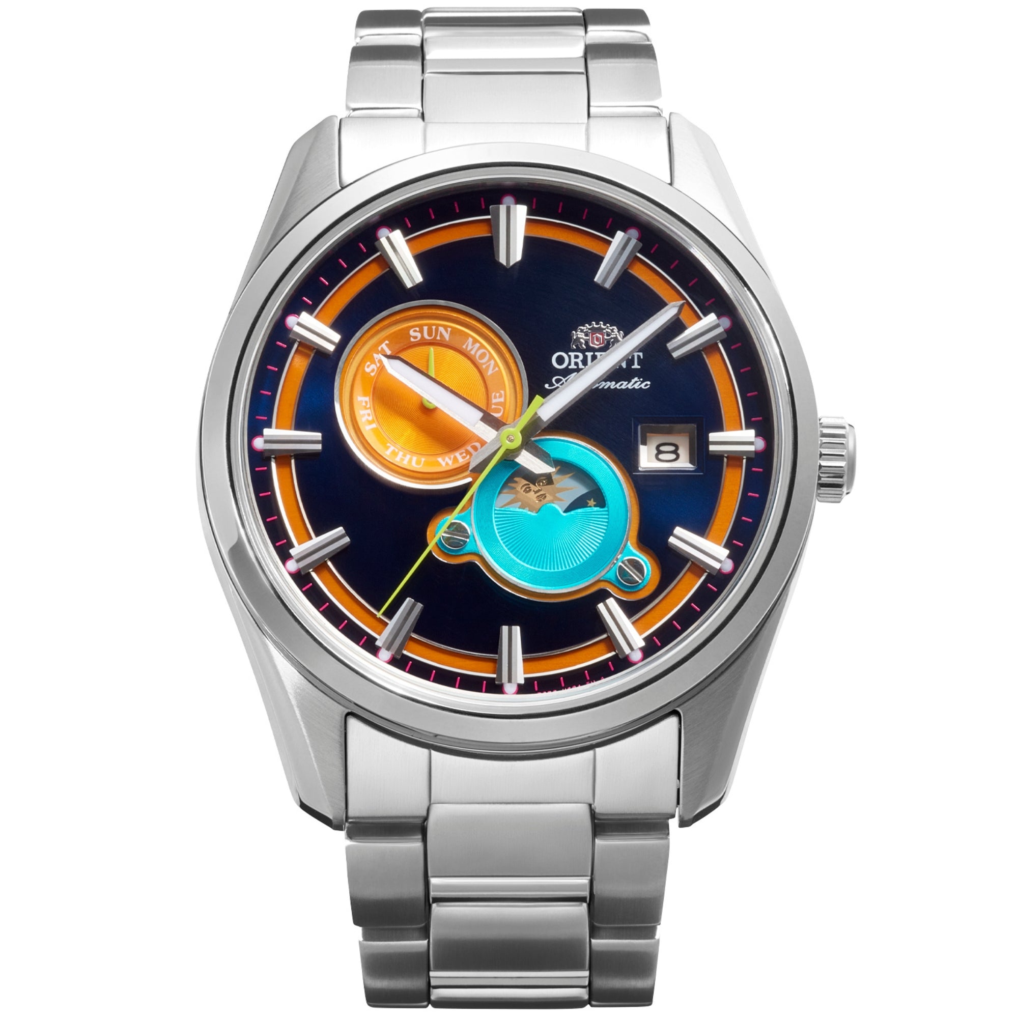 Orient Stretto 41.5mm Sun & Moon Limited Release Multi-Coloured Dial Steel Men's Automatic Watch RA-AK0316L30B