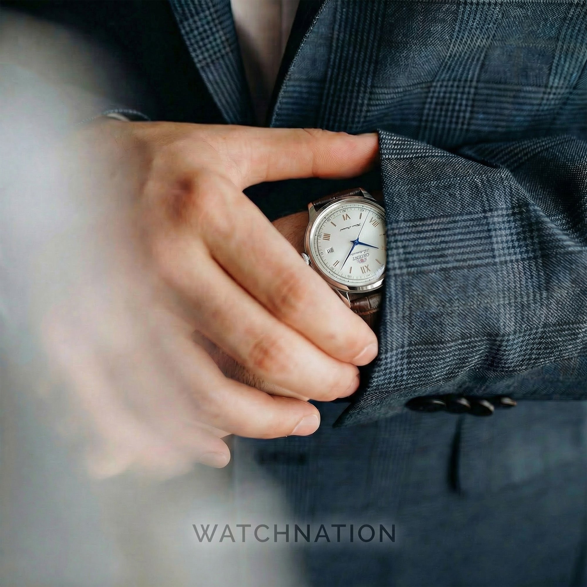 ORIENT ホワイトレザー アナログ腕時計 Orient Bambino 38mm White Dial Leather Mens Watch RA-BB0002S30B
