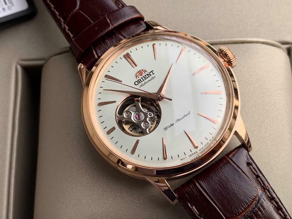 Orient Bambino 41mm Open Heart White Dial Leather Mens Automatic Watch RA-AG0001S10B