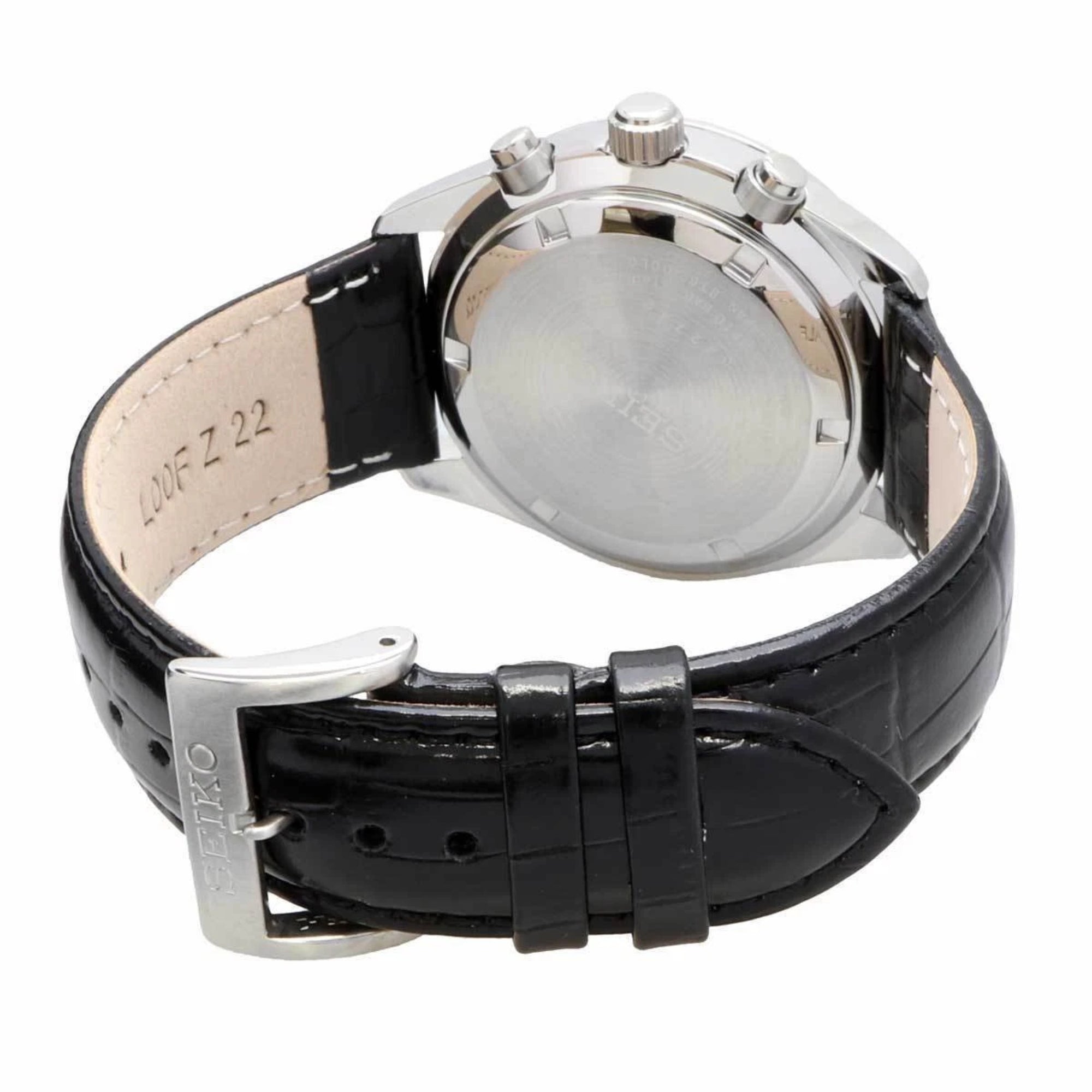 Seiko Conceptual Quartz Chronograph Beige Dial Black Leather Strap Men's Watch SSB383P1