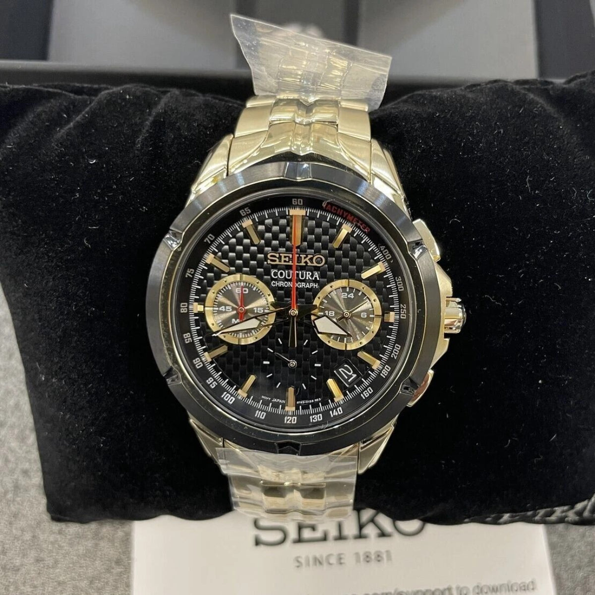 Seiko Coutura Chronograph Black Dial Stainless Steel Strap Men's Watch SSB440P1