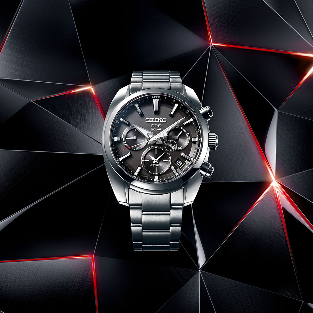 Seiko Astron Quartz Black Dial Stainless Steel Bracelet GPS Solar Satellite Men's Watch SSH021J1