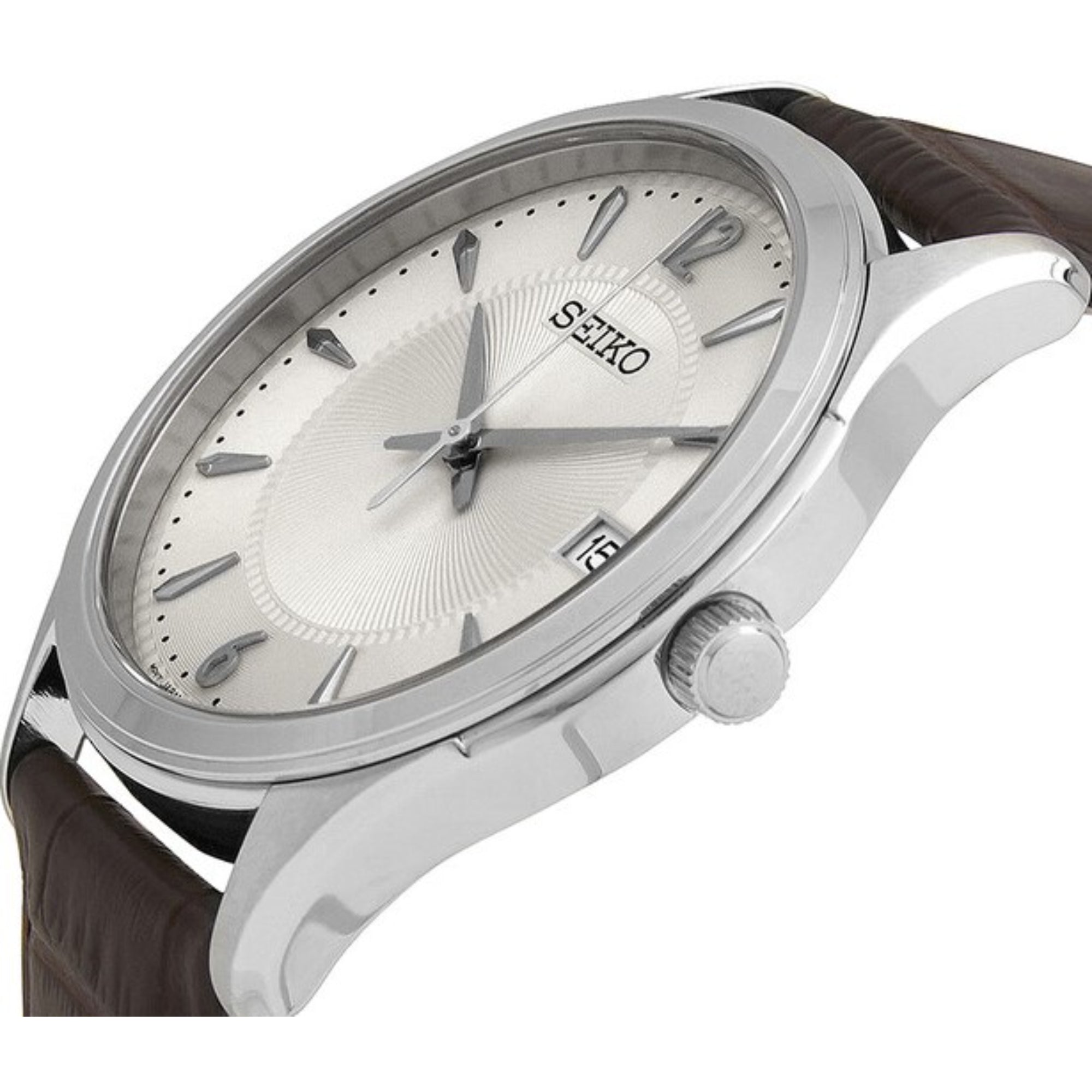 Seiko Conceptual Quartz Ivory Dial Brown Leather Strap Men's Watch SUR421P1