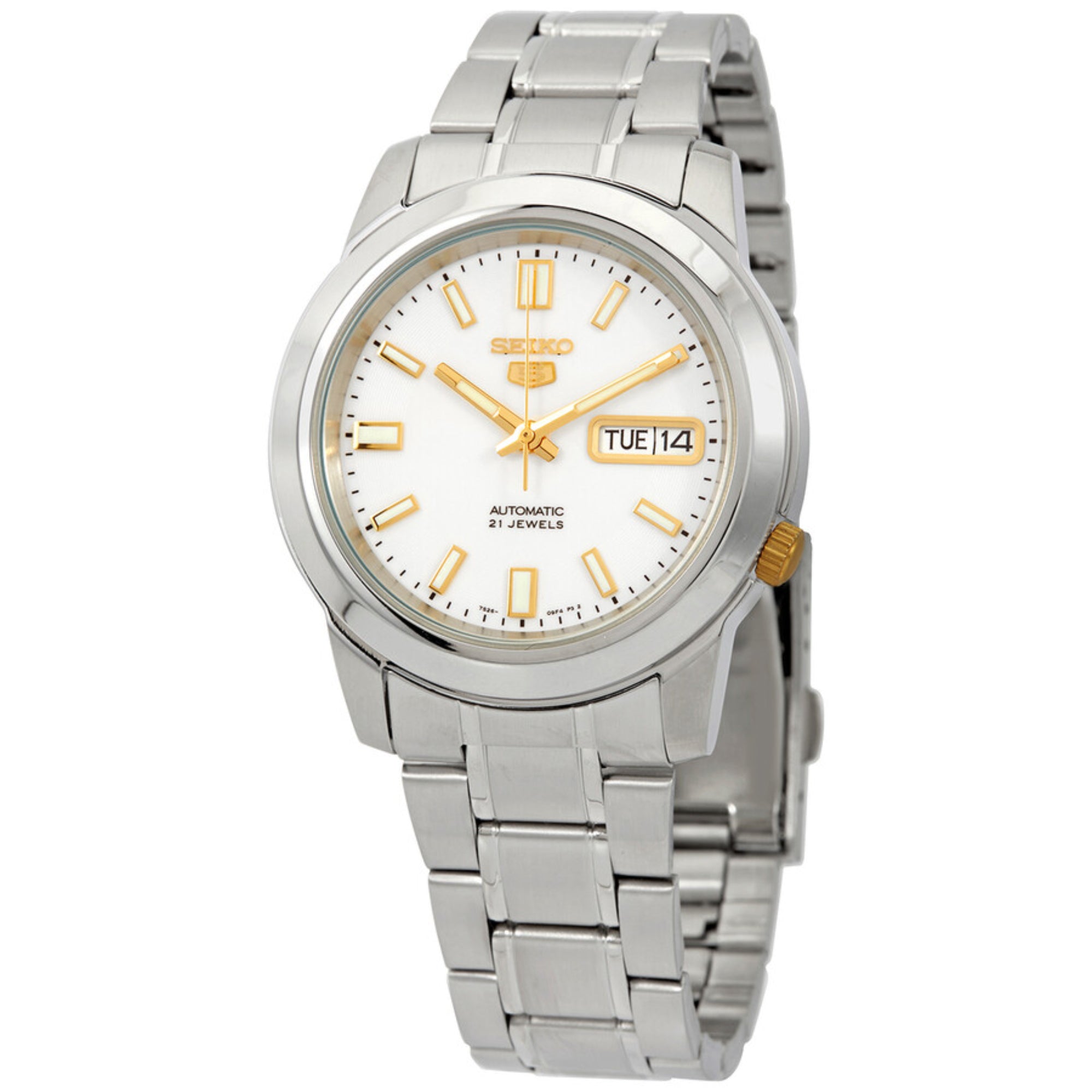 Seiko 5 Automatic White Dial Stainless Steel Strap Men's Watch SNKK07K1