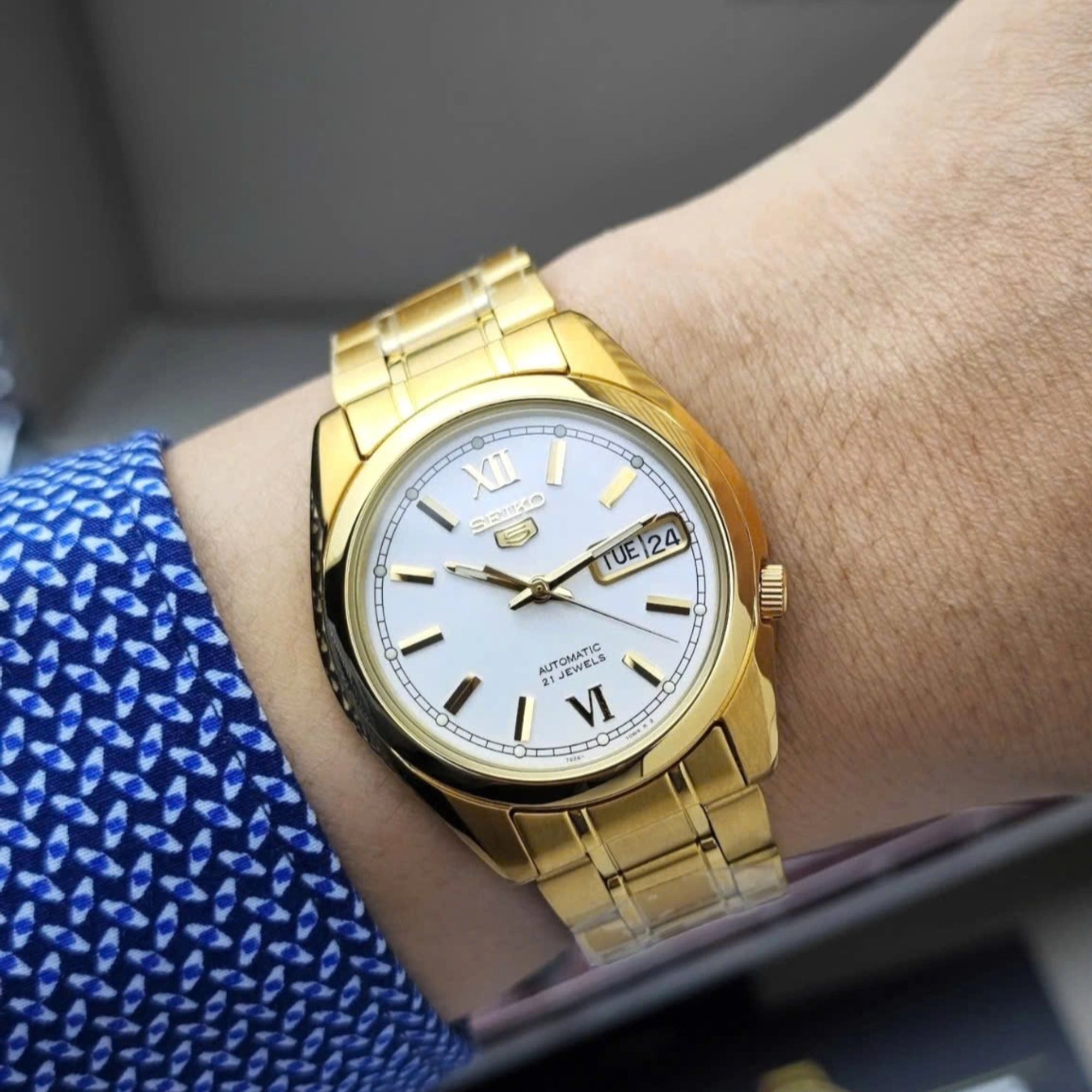 Seiko 5 Automatic White Dial Stainless Steel Strap Men's Watch SNKL58K1