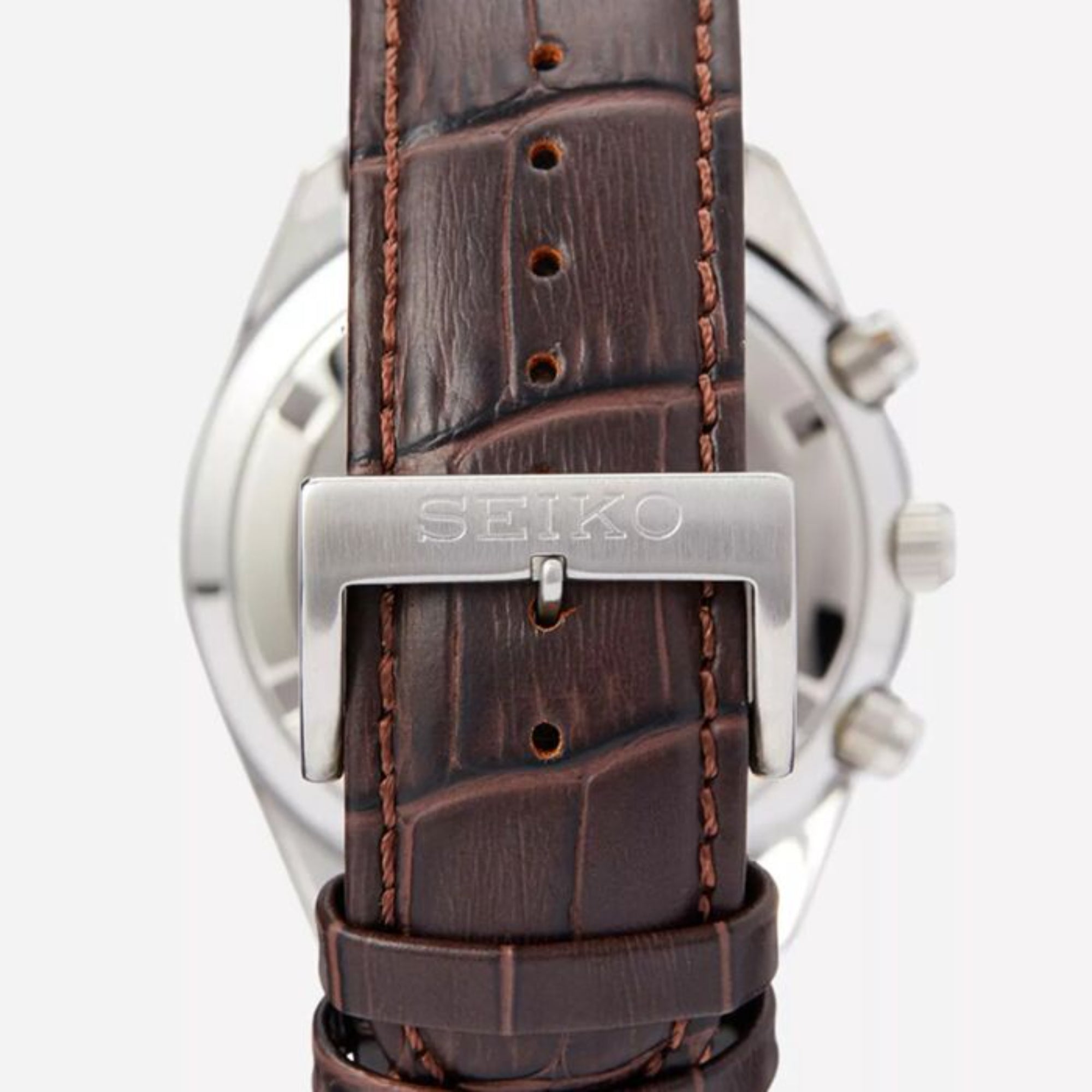 Seiko Conceptual Quartz Chronograph Green Sunburst Dial Brown Leather Strap Men's Watch SSB385P1