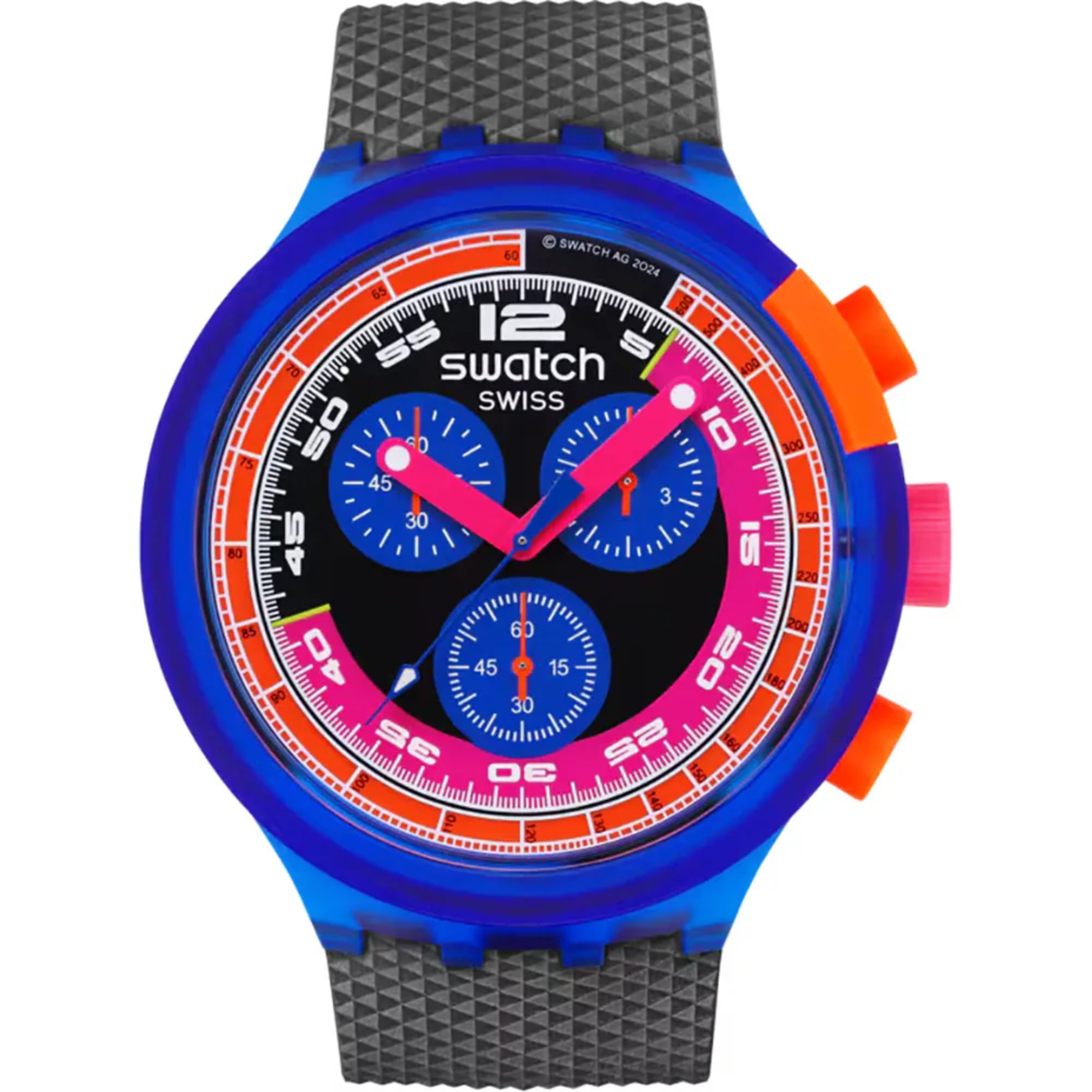 Swatch Quartz Neon Party To The Max Big Bold Chrono Black Dial Men's Watch SB06N102