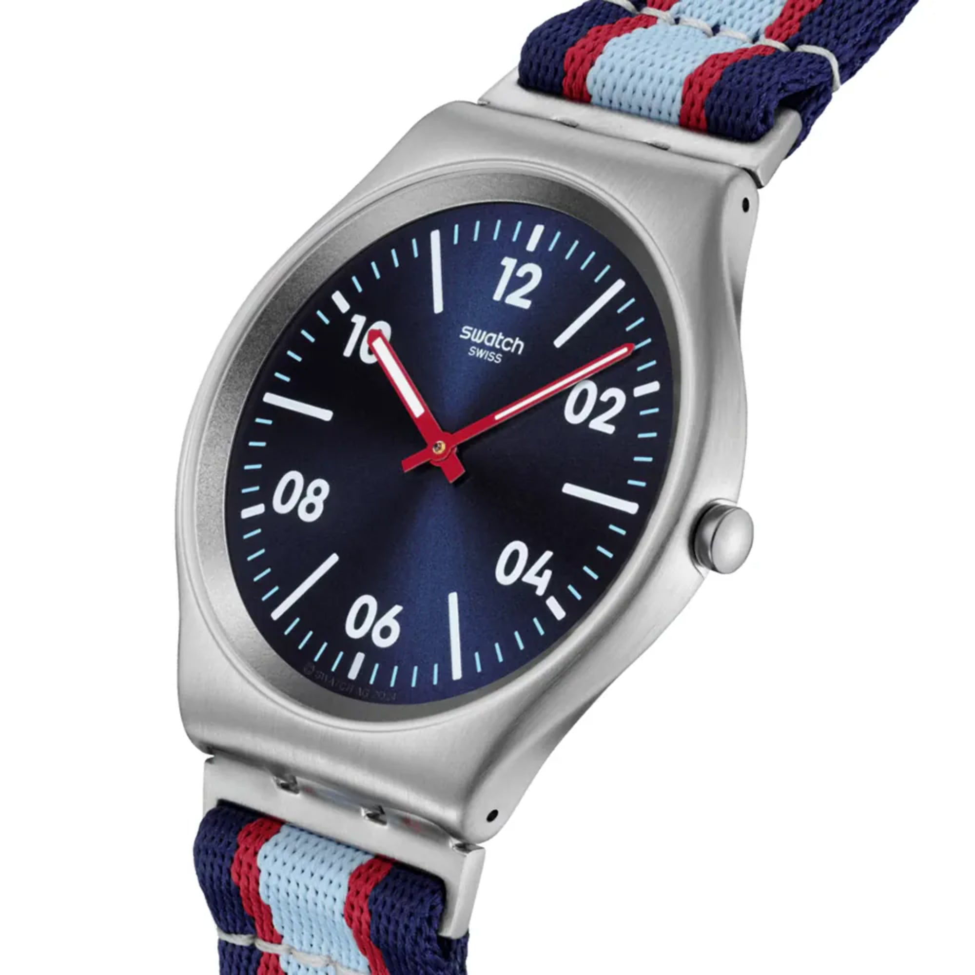 Swatch Skin Irony Beside The Sea Blue Dial Textile Strap Unisex Watch SS07S148