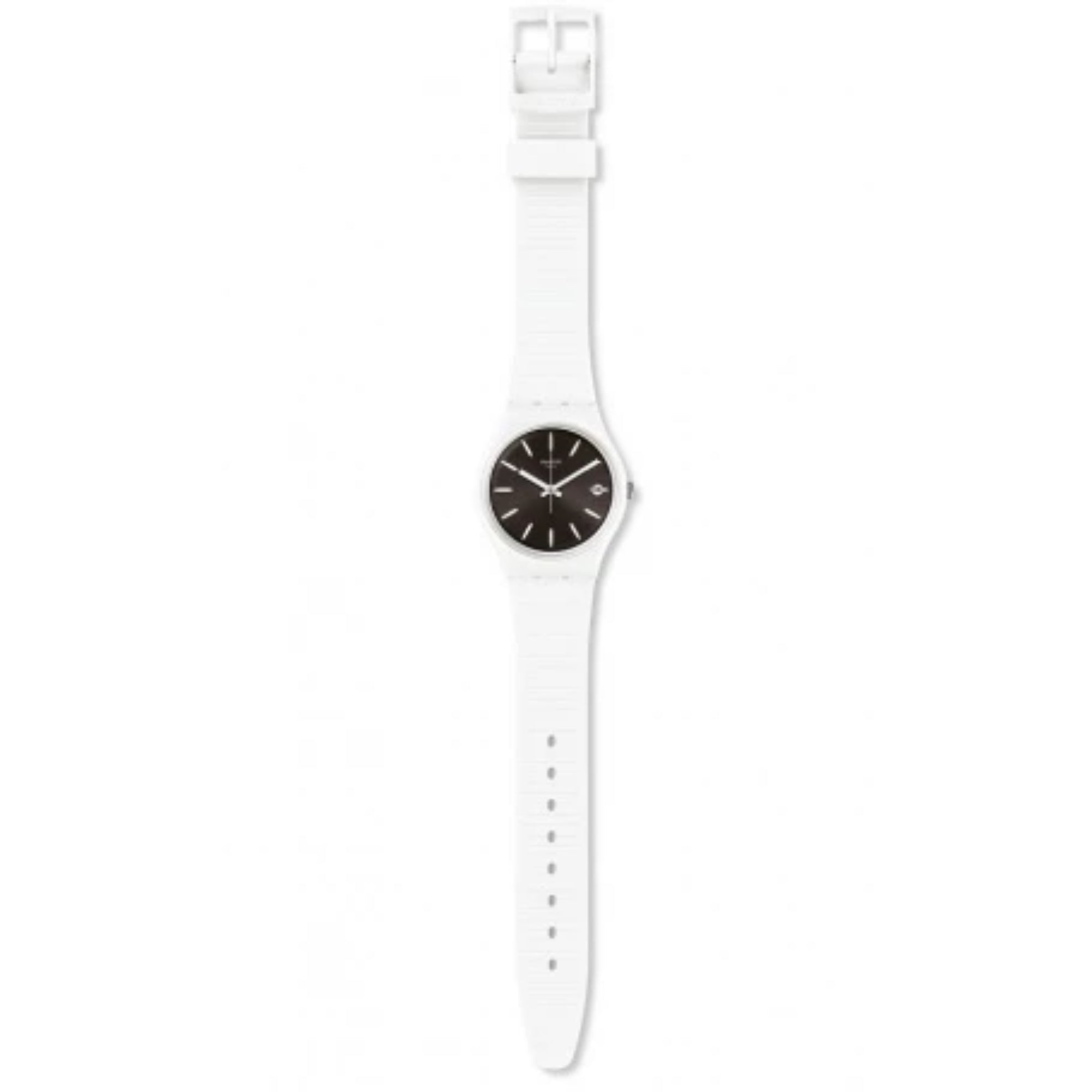 Swatch Anti Slip White Silicone Strap Black Dial Watch GW410