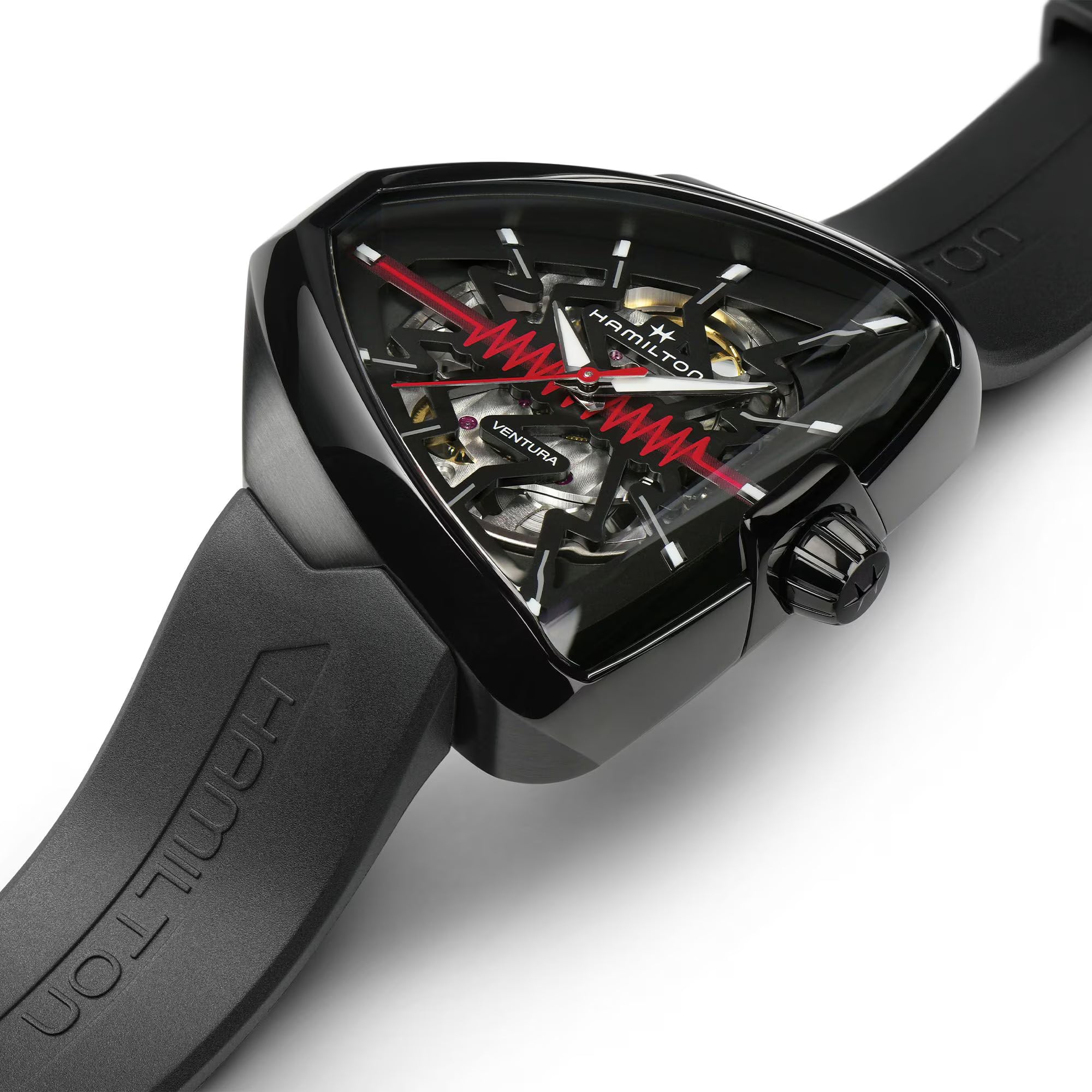 Hamilton Ventura 42mm Elvis80 Skeleton Black Dial Rubber Mens Automatic Watch H24535331