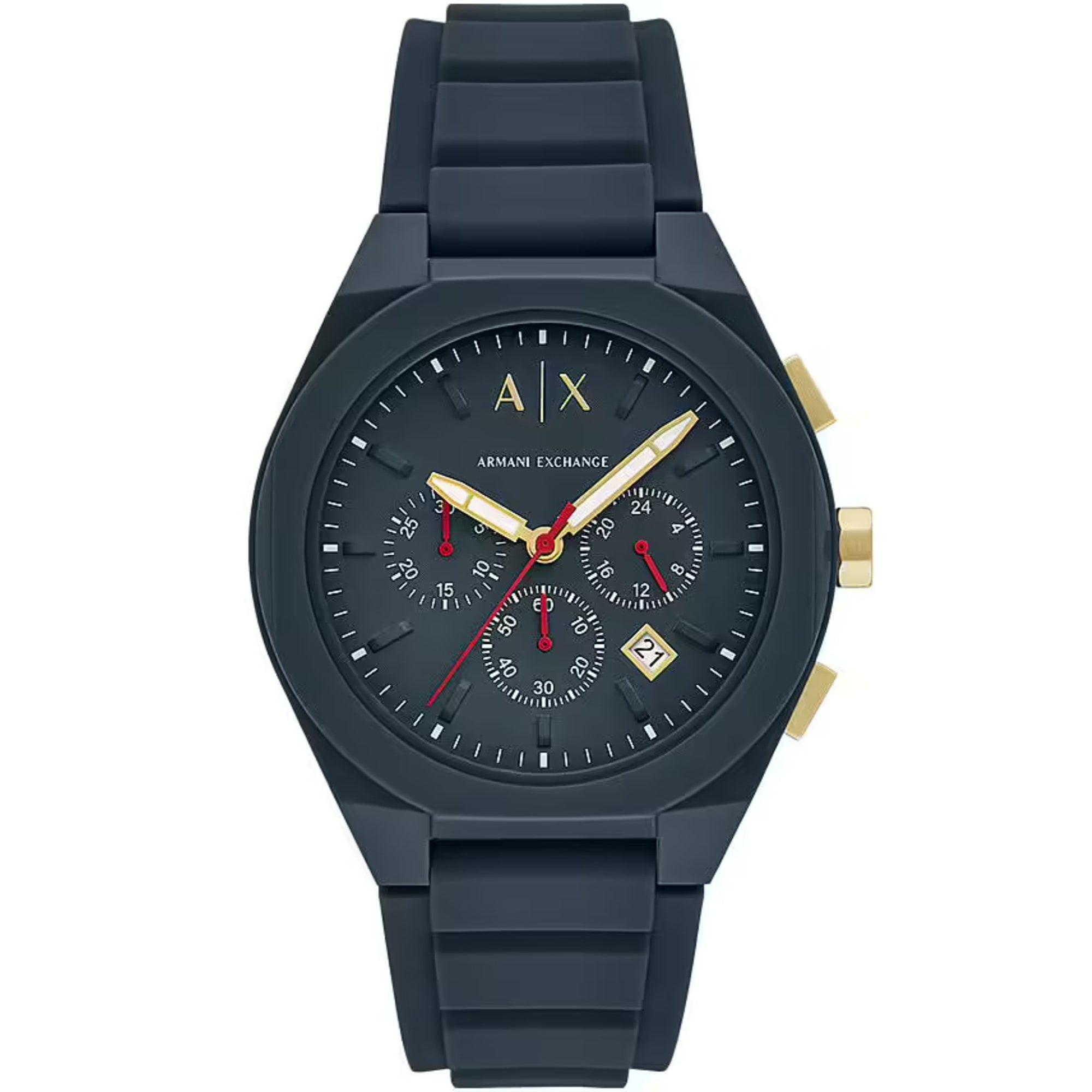 Armani Exchange Rafael Chronograph Blue Dial Rubber Strap Men's Watch AX4168