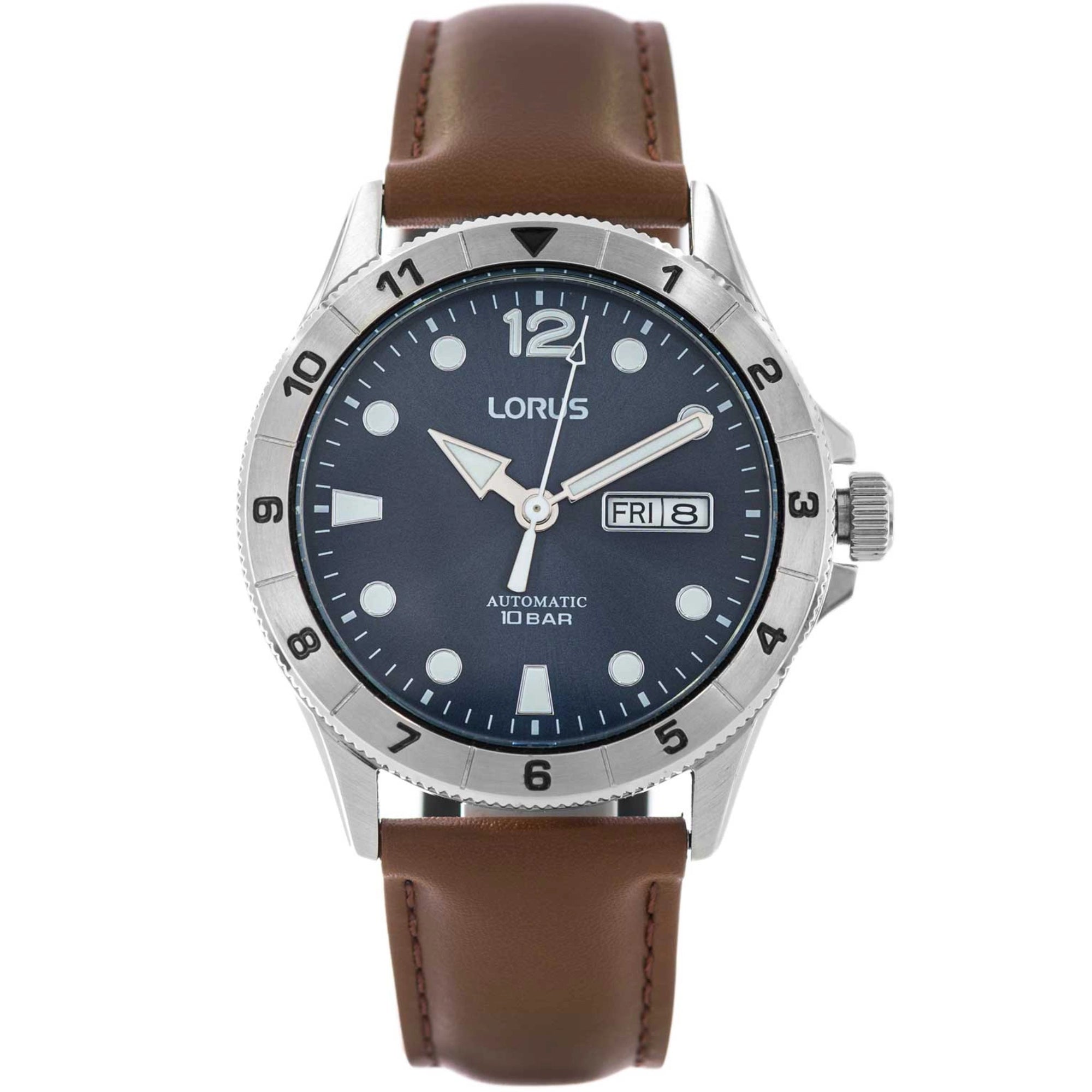 Lorus Sport Classic Blue Sunray Dial Leather Strap Mens Watch RL469BX9