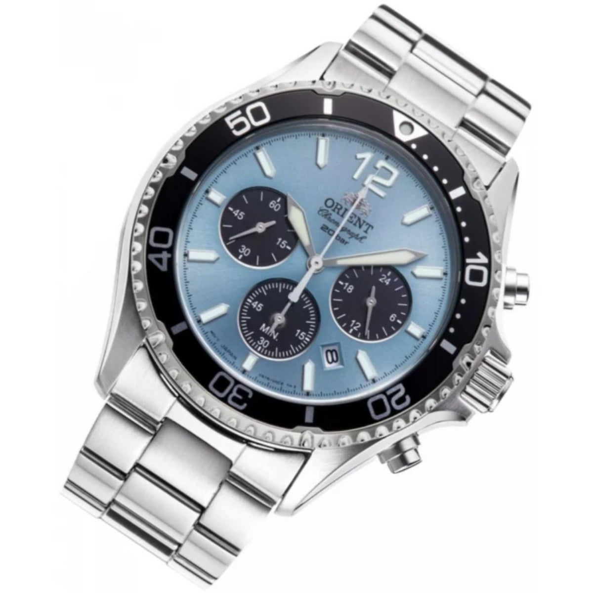 Orient Mako Solar Light Blue Dial Steel Strap Men’s Dive Watch RA-TX0206L10B