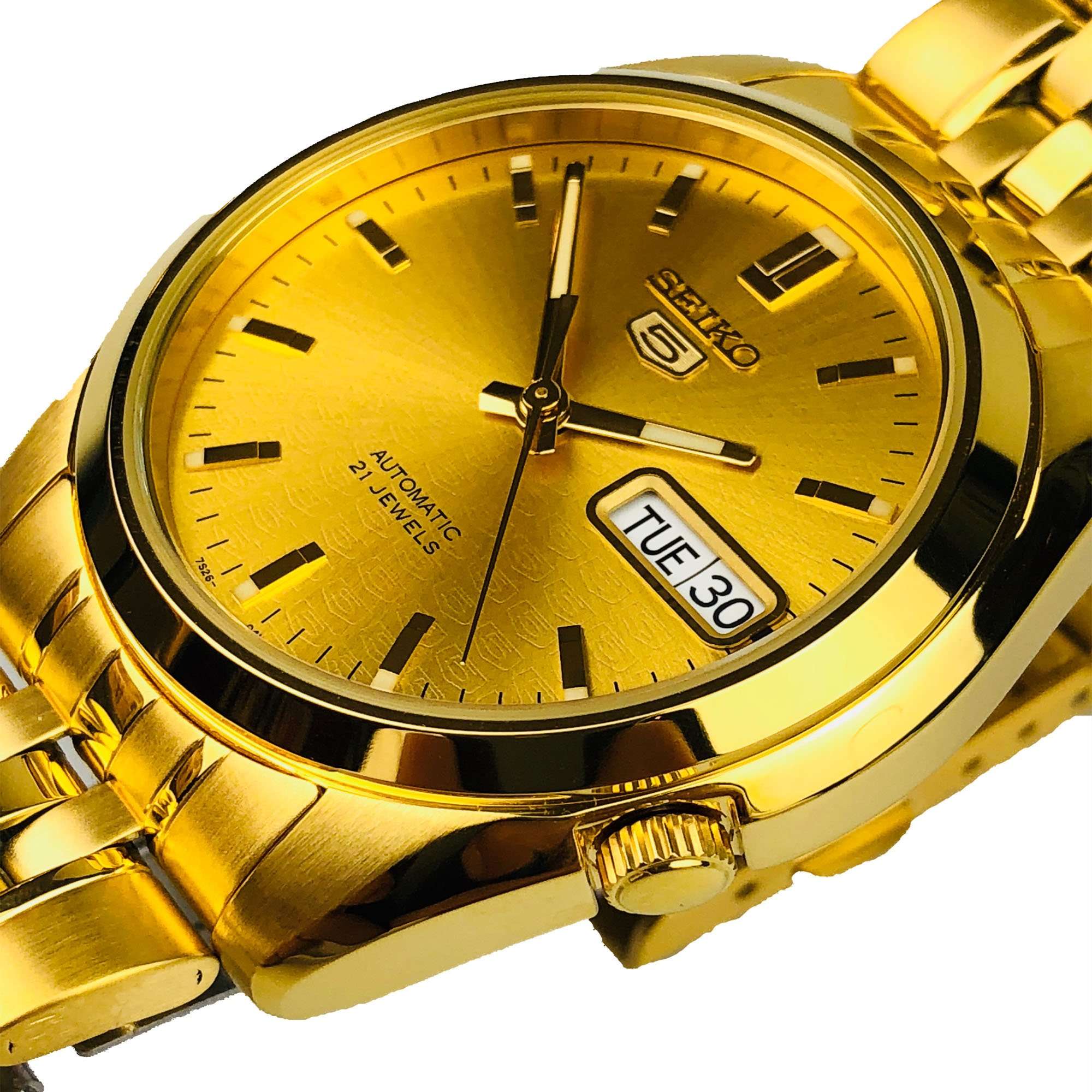 Seiko 5 Automatic Gold Dial Gold PVD Stainless Steel Men’s Watch SNK366K1