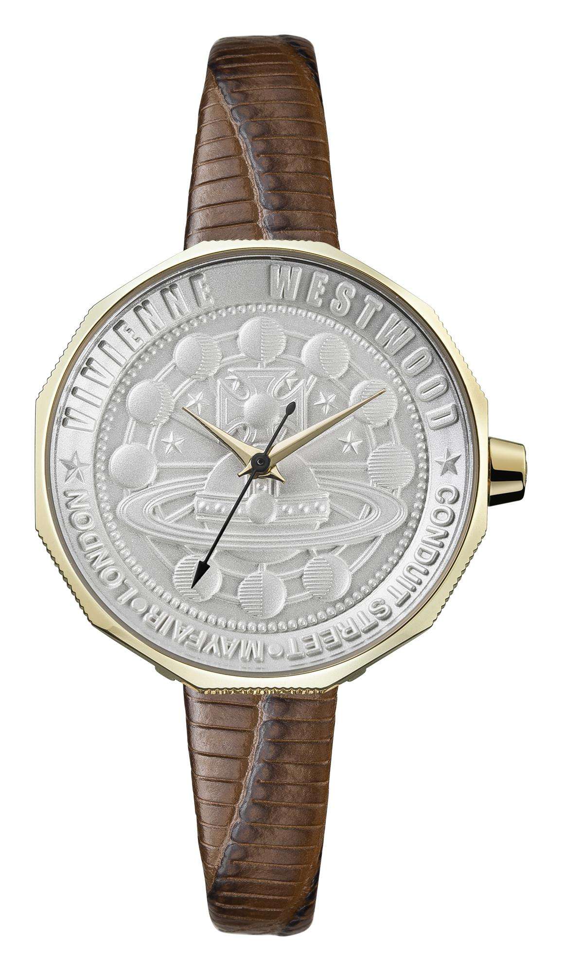 Vivienne Westwood Edgeware Silver Dial Brown Leather Strap ...